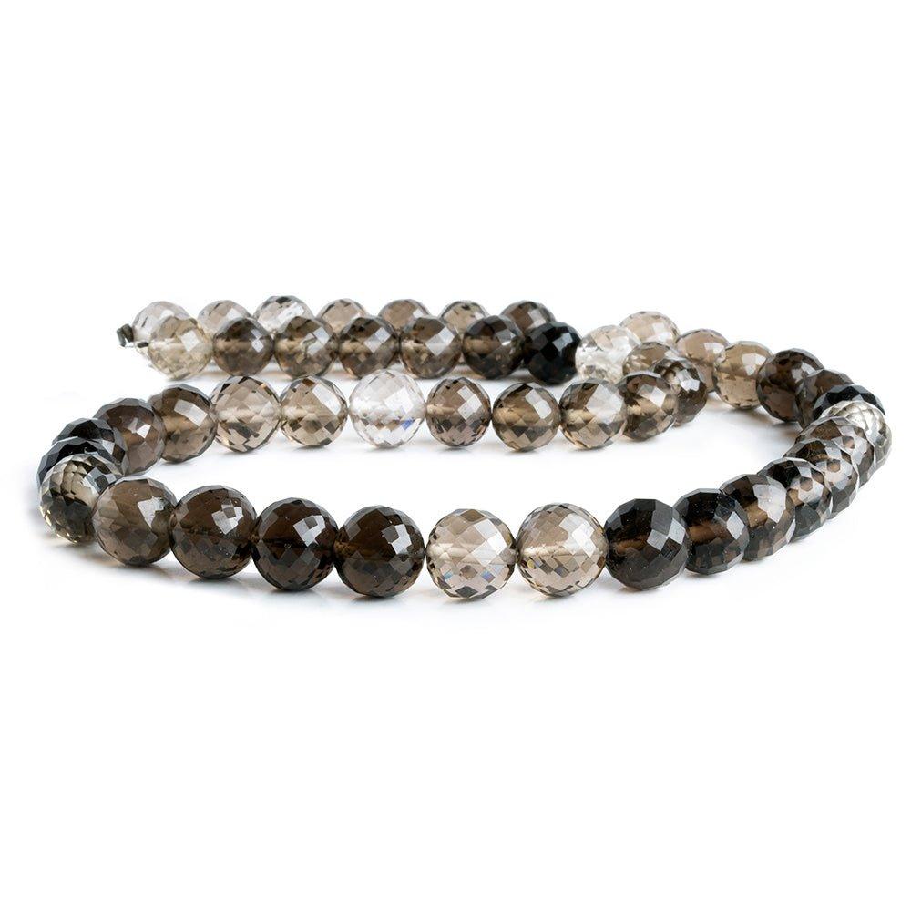 9mm Smoky Quartz Faceted Round Beads 16 inch 49 pieces - The Bead Traders