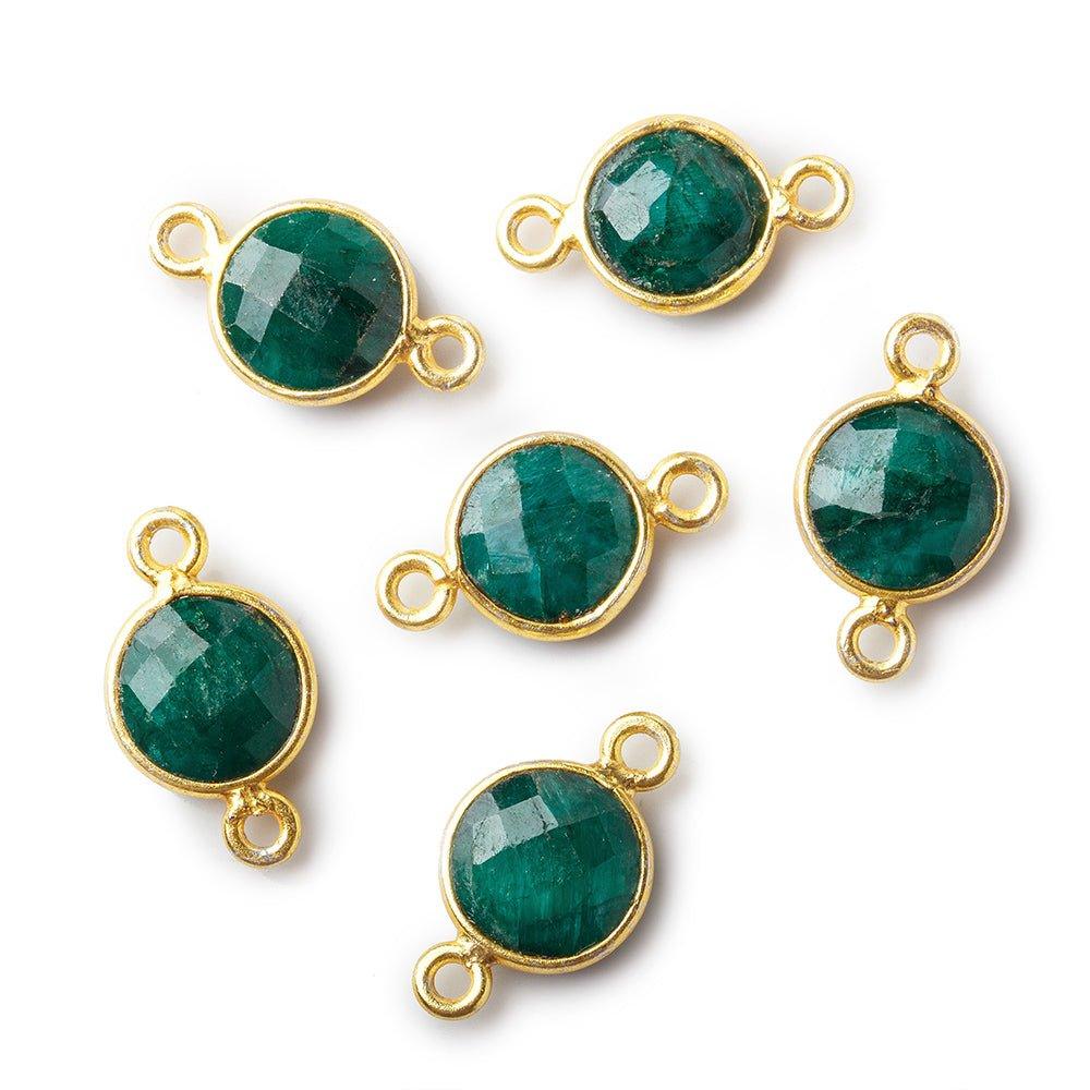 9mm Vermeil Bezel Emerald Coin Connector Focal Bead 1 piece - The Bead Traders