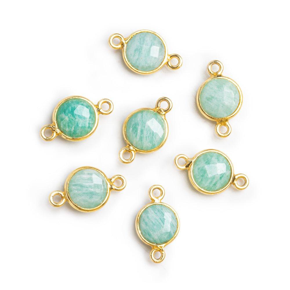 9mm Vermeil Bezeled Amazonite Coin Connector 1 Piece - The Bead Traders