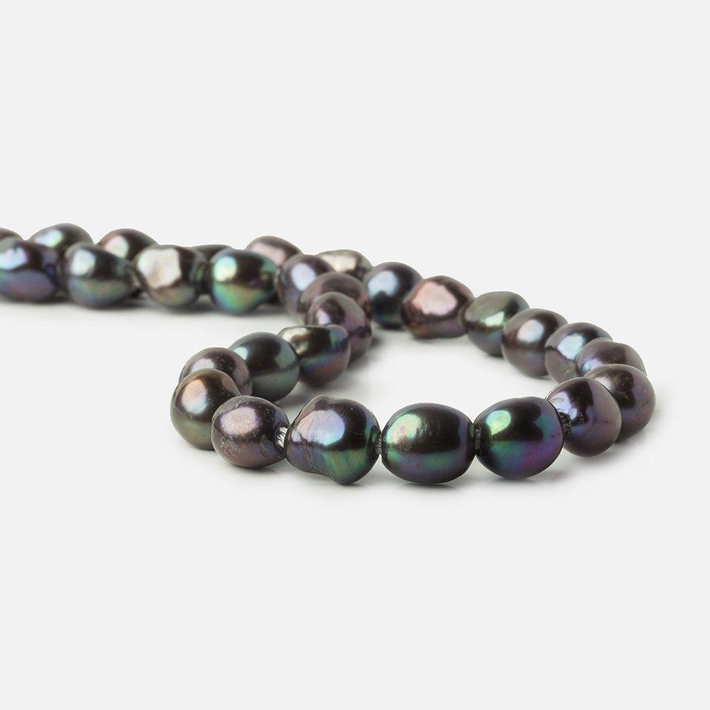 9x10-10x11mm Pistachio Peacock Baroque 2.5mm Large Hole Pearls 15 in. 37pcs - The Bead Traders