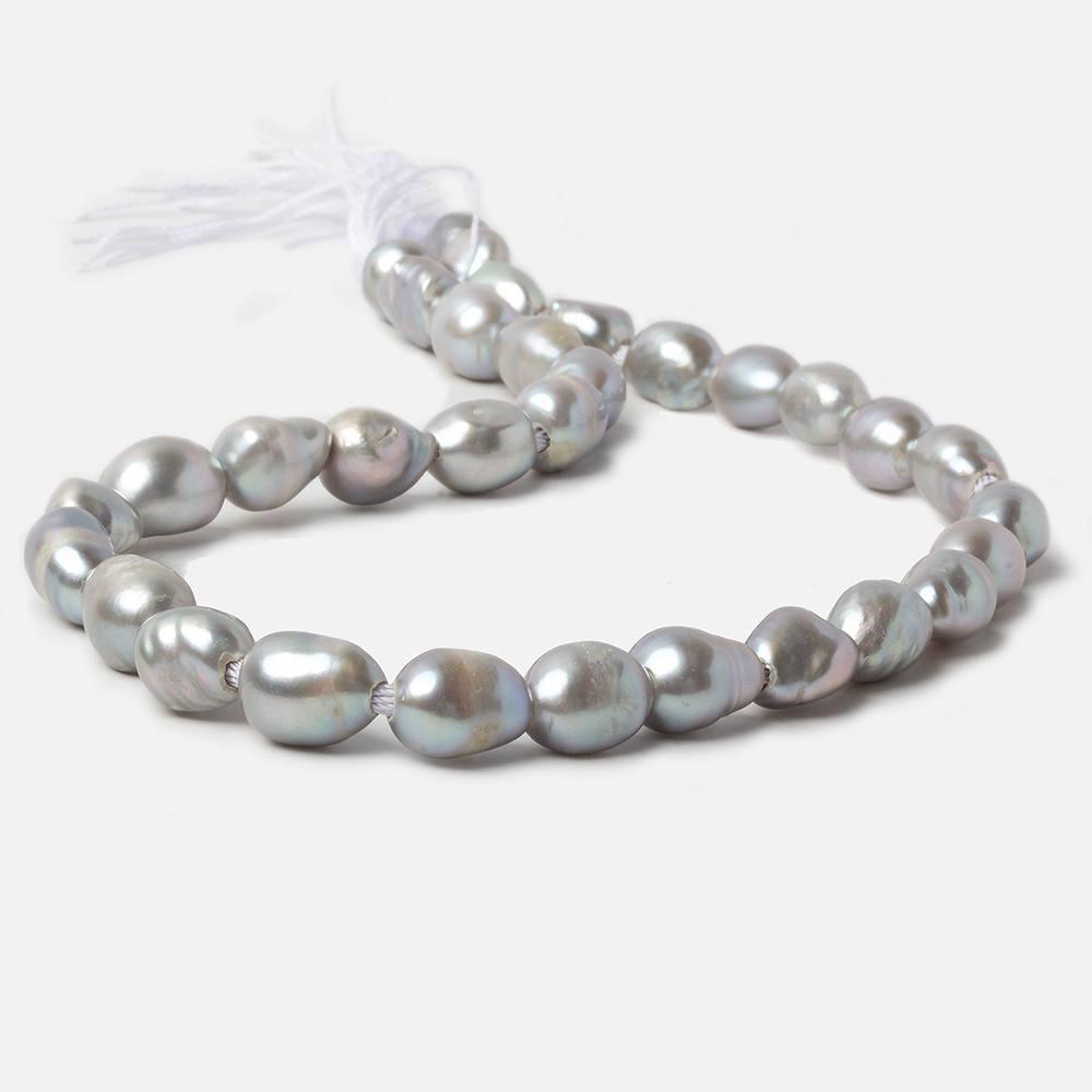 9x11-13x10mm Teal Silver Large Hole Baroque Freshwater Pearls 15 in 34 pcs - The Bead Traders