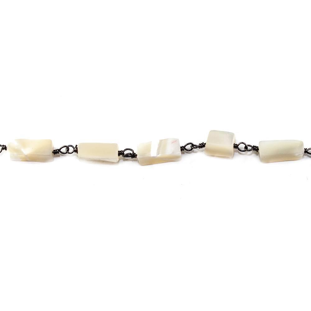 9x4.5mm Natural Mother of Pearl Black Gold Chain sold by the foot - The Bead Traders