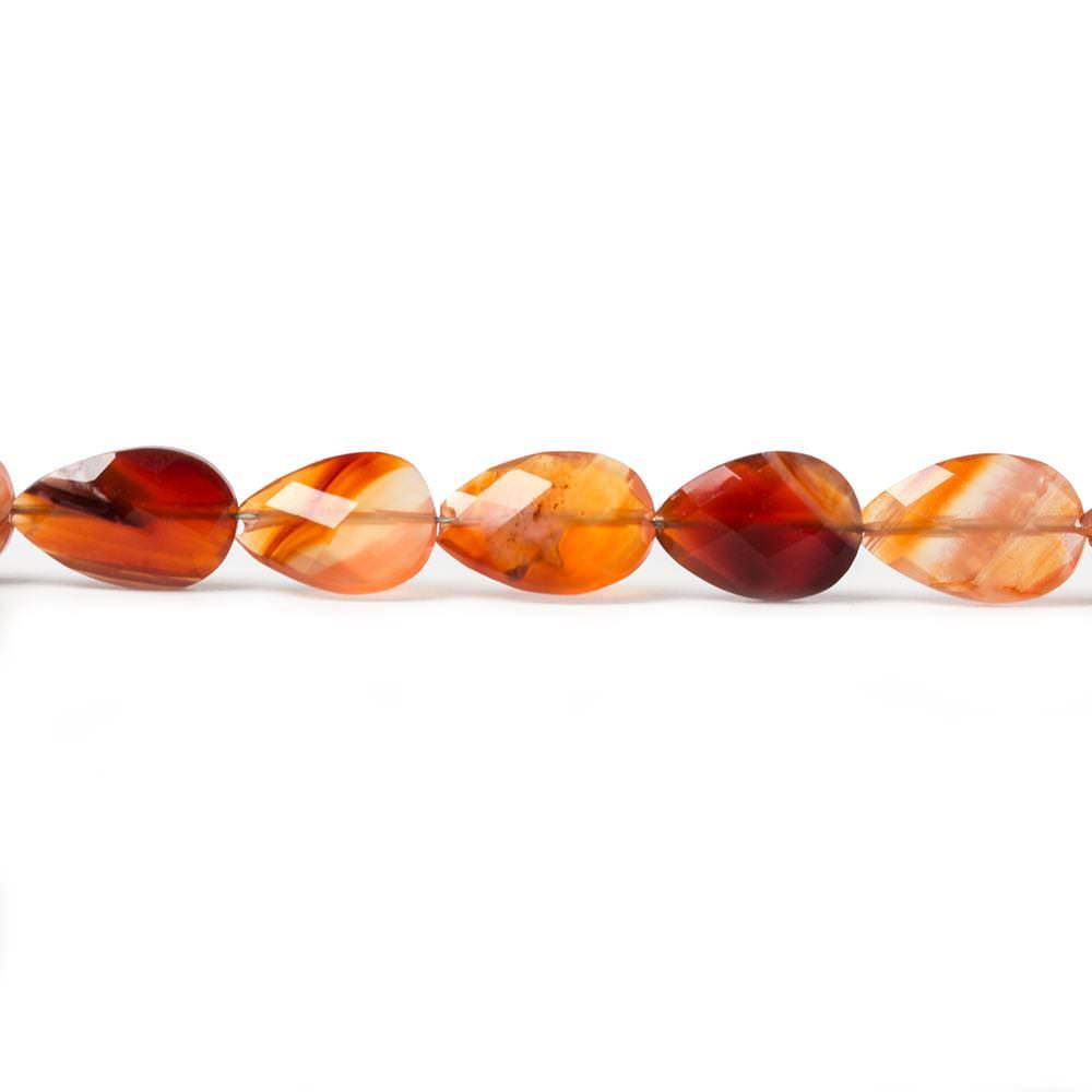 9x7-11x7mm Carnelian Straight Drilled Faceted Pears 15 inch 37 beads - The Bead Traders