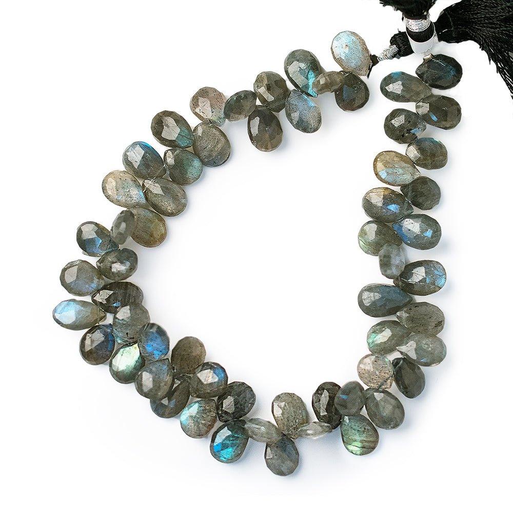 9x7-11x8mm Labradorite Pear Briolette Beads 9 inch 56 pieces - The Bead Traders