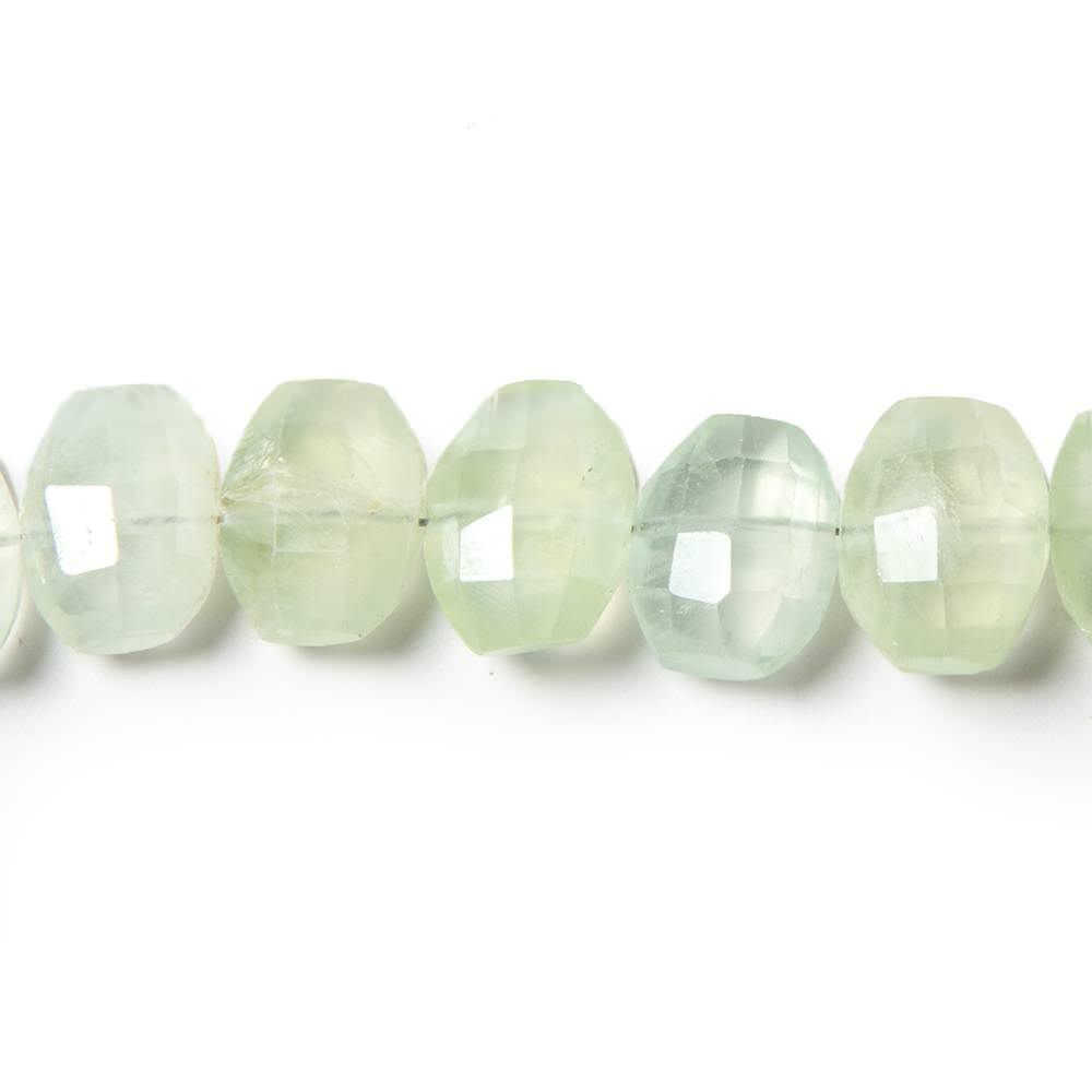 9x7-11x8mm Prehnite side drilled Faceted Cushion Beads 6 inch 18 pieces - The Bead Traders