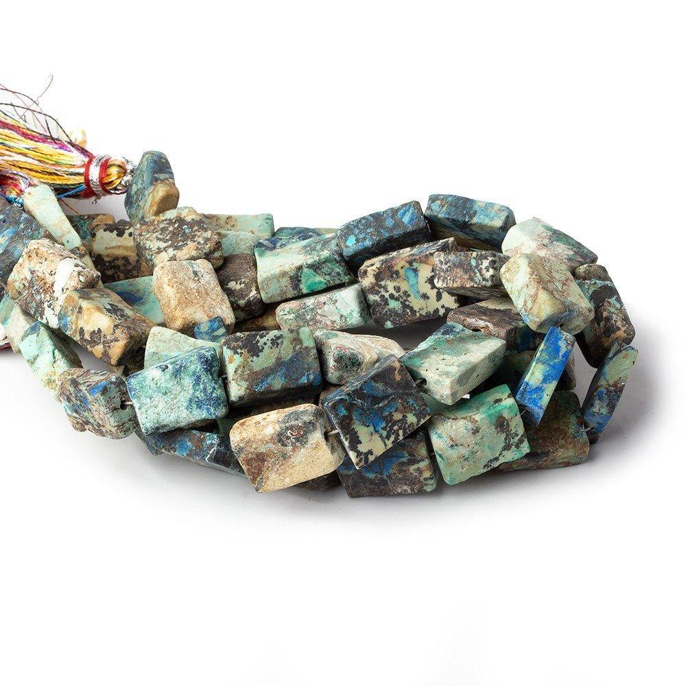 9x7-12x10mm Frosted Chrysocolla plain rectangle Beads 7.5 inch 16 pieces - The Bead Traders