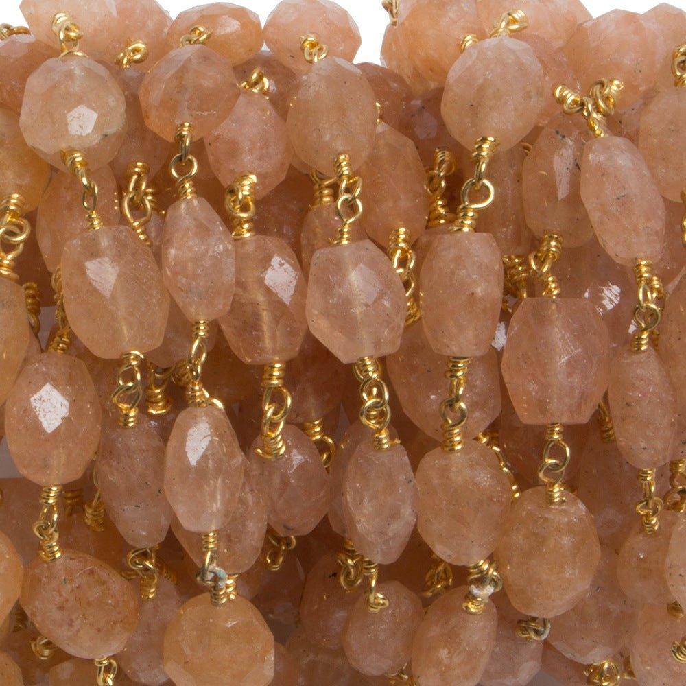 9x7mm Aventurine faceted nugget Gold plated Chain by the foot 21 pieces - The Bead Traders