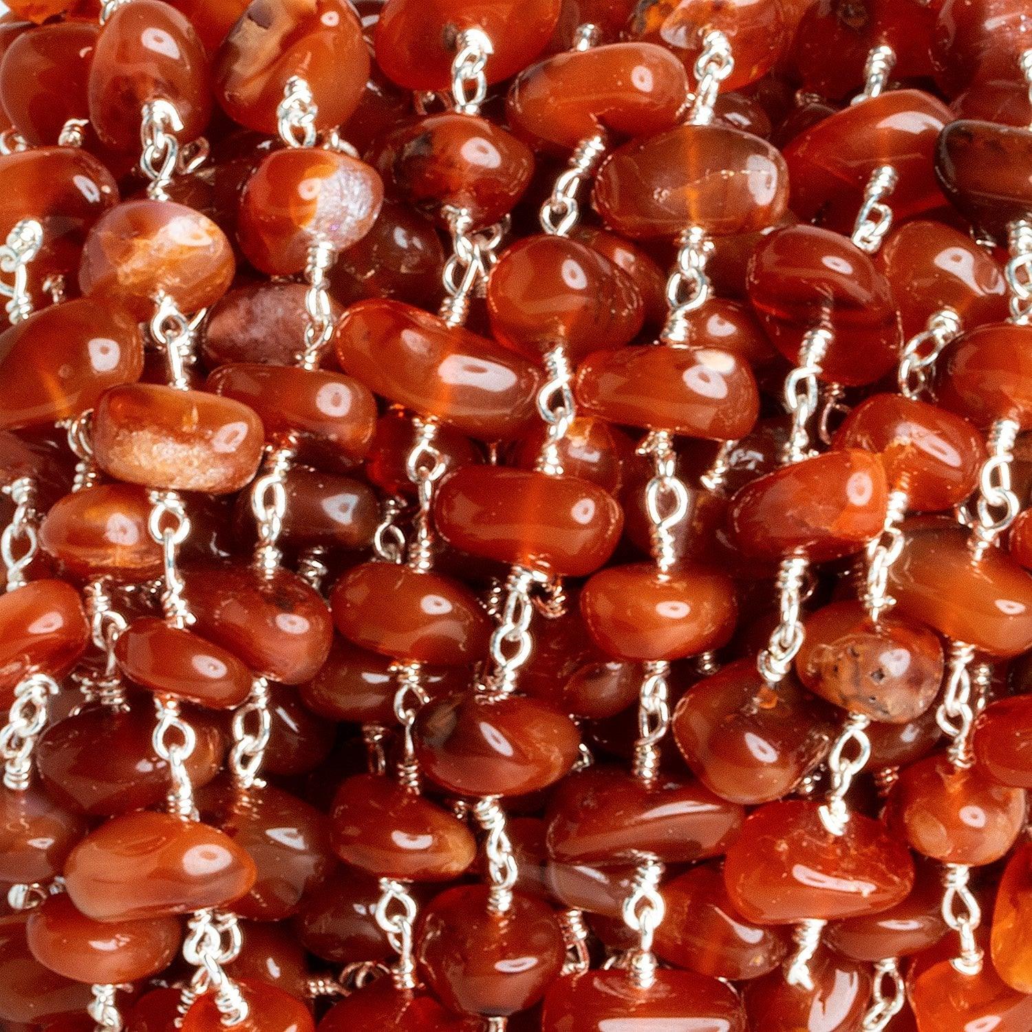 9x7mm Carnelian Plain Nugget Black Gold Plated Chain - The Bead Traders