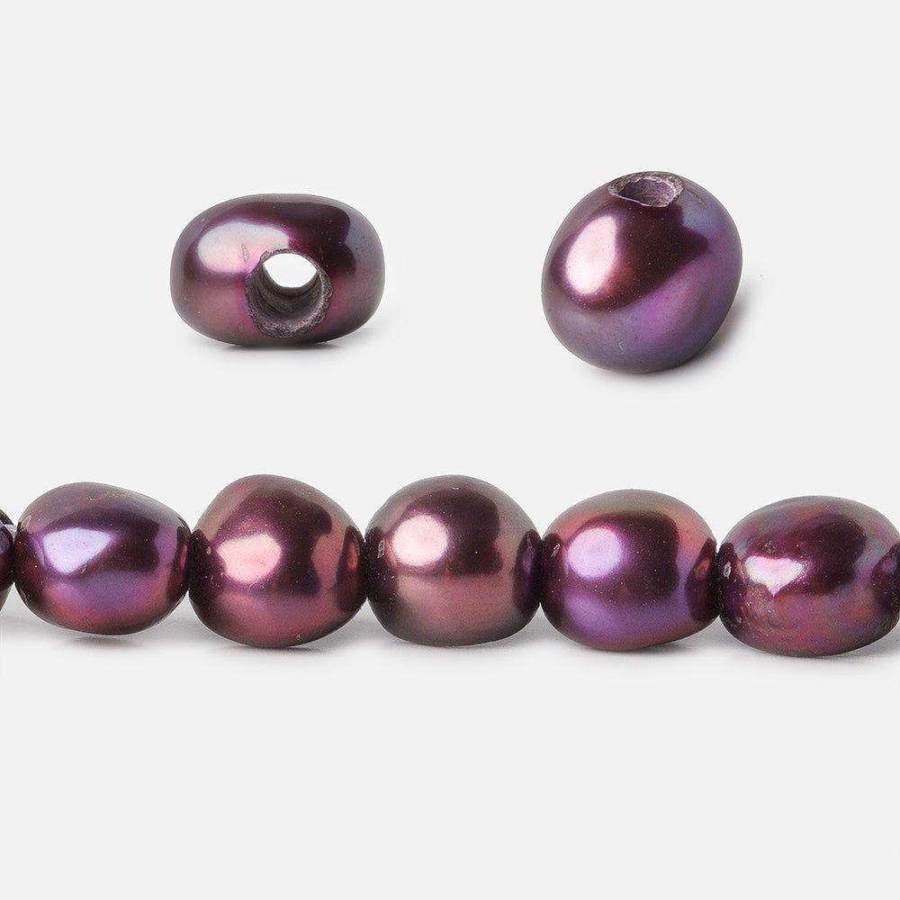 9x8-11x8mm Hydrangea Purple 2.5mm Large hole Pearls 15 inch 45 pcs - The Bead Traders