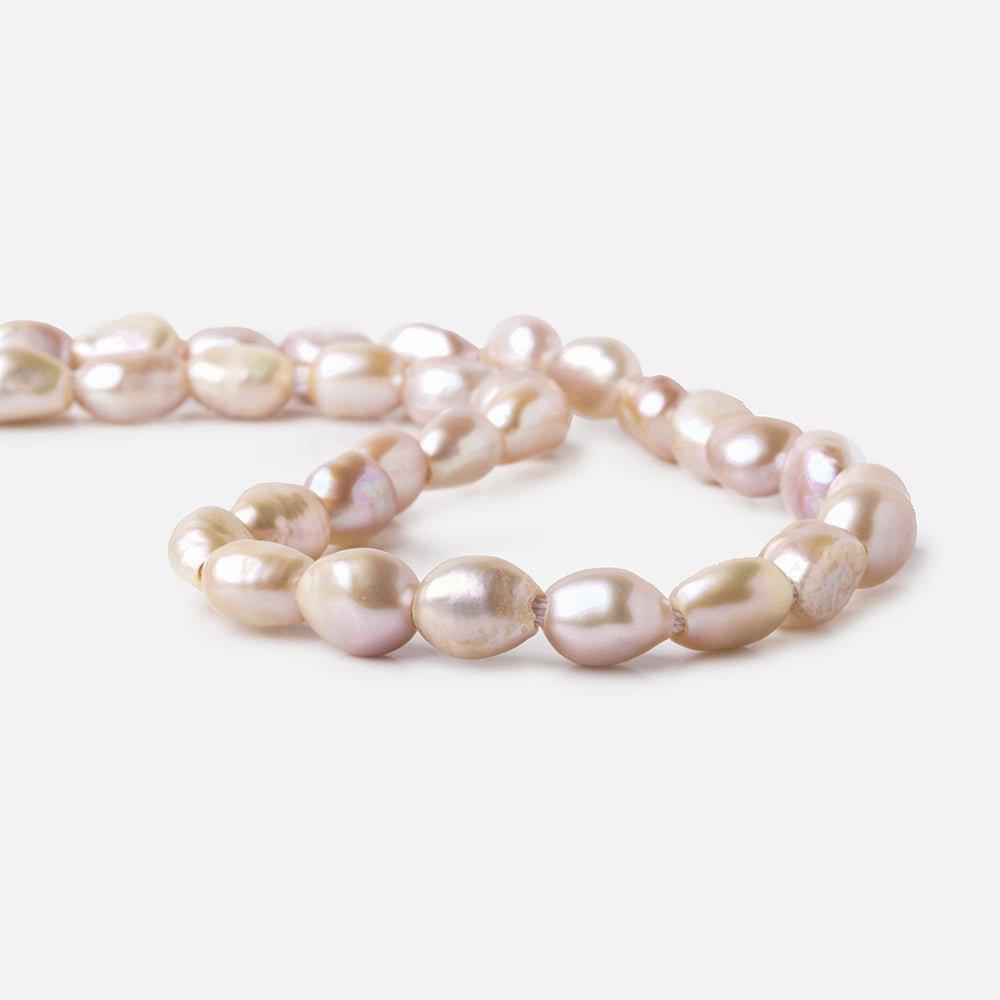 9x8-11x8mm Iridescent Pink 2.5mm Large hole Pearls 15 inch 35 pcs - The Bead Traders