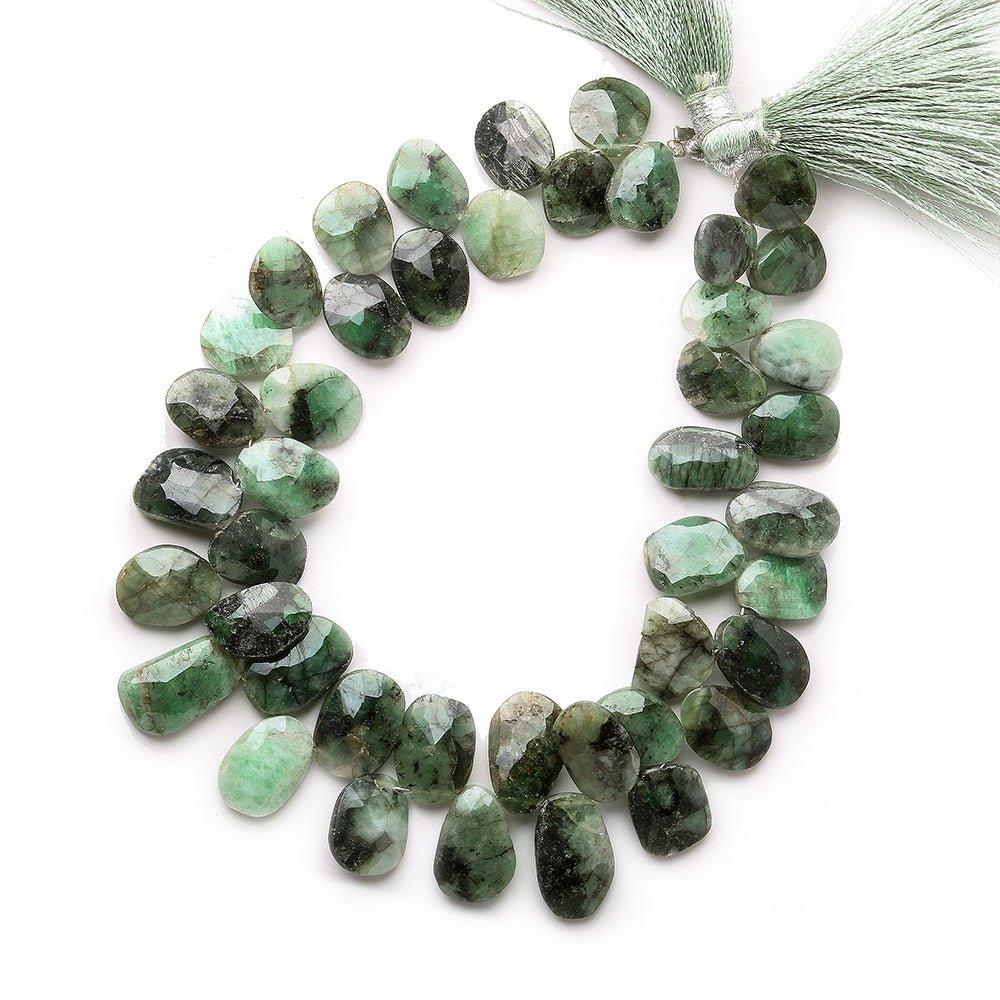 9x8-14x8mm Emerald Top Drilled Faceted Nugget beads 8 inch 44 pieces - The Bead Traders