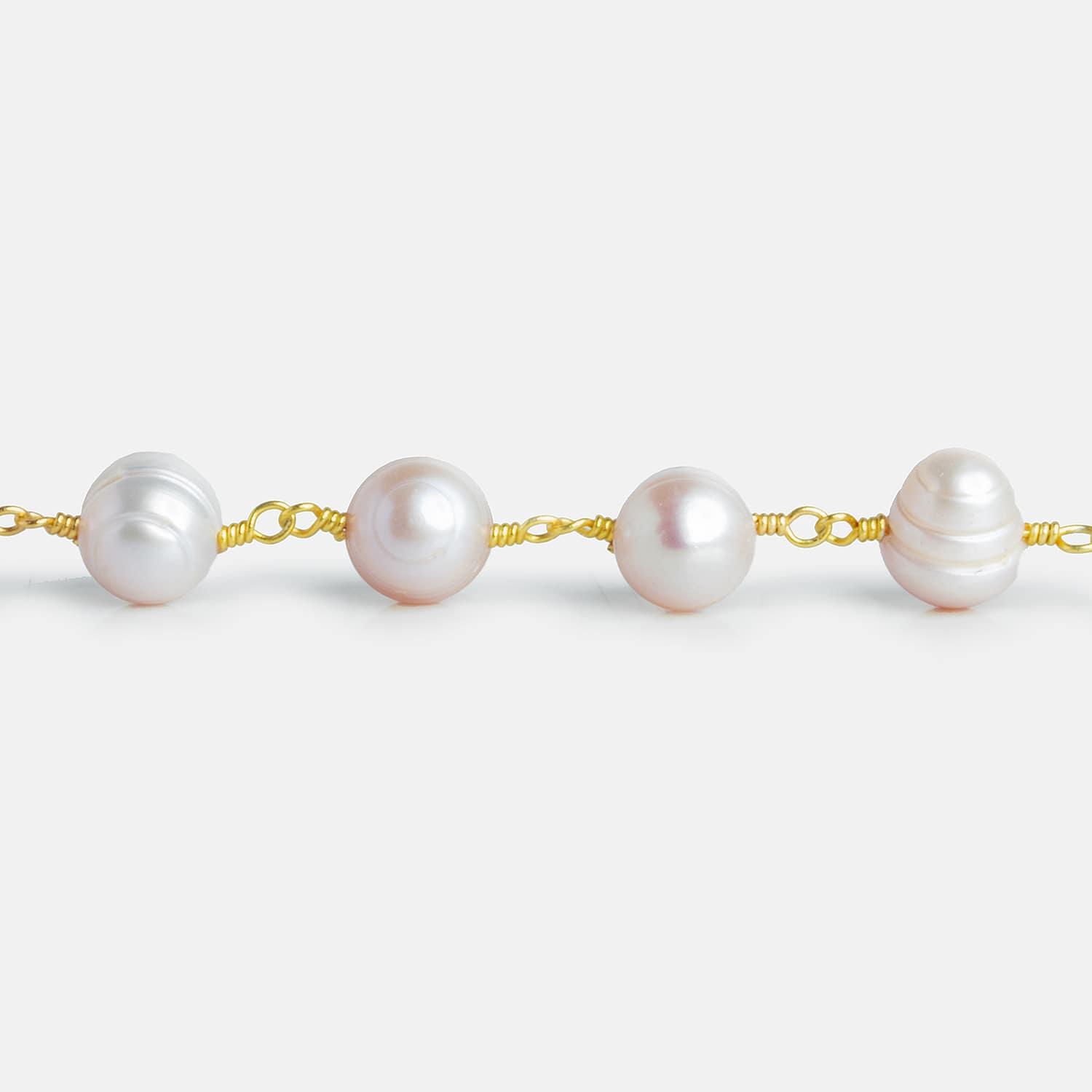 9x8mm Pink Baroque Freshwater Pearls Silver Chain - The Bead Traders