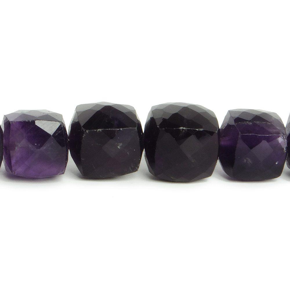 9x9-10x10mm Amethyst faceted cube beads 8 inch 22 pieces - The Bead Traders