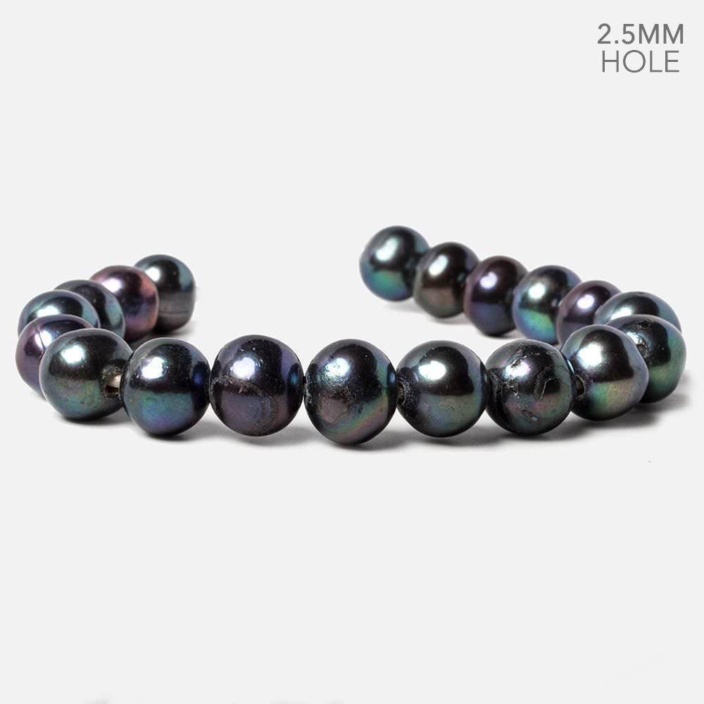 9x9-11x10mm Peacock Baroque 2.5mm Large Hole Pearls 8 inch 22 pieces - The Bead Traders