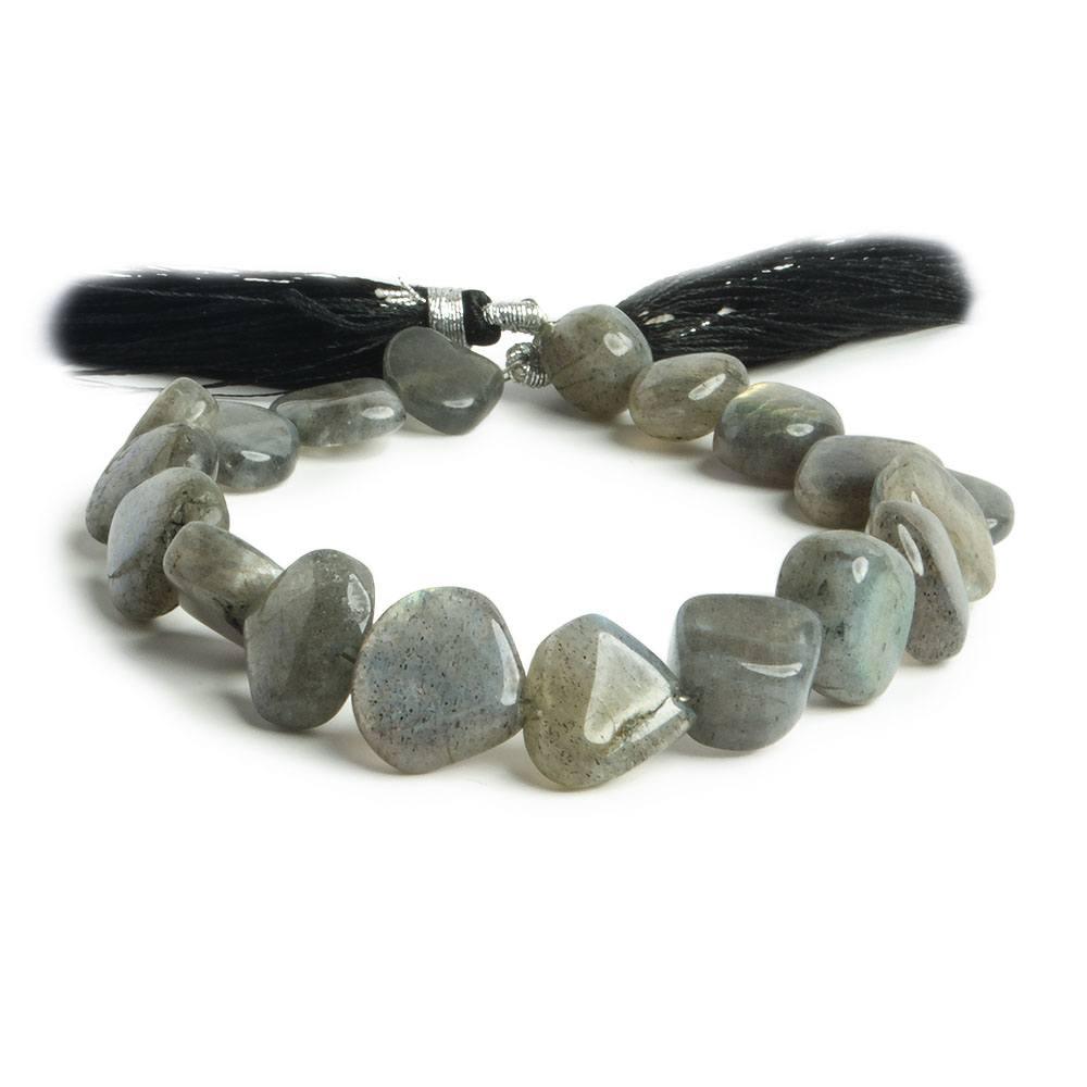 9x9-11x11mm Labradorite Straight Drilled Plain Heart Beads 8 inch 18 pieces - The Bead Traders
