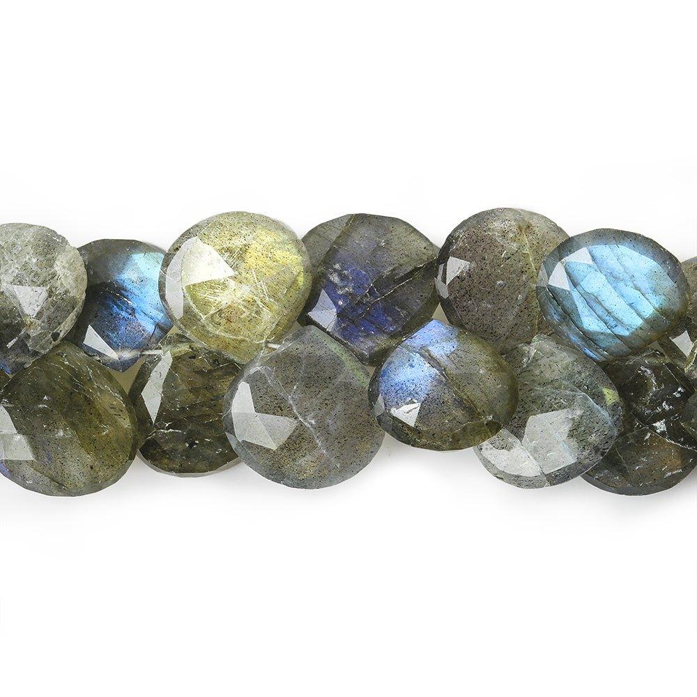 9x9-12x12mm Labradorite Faceted Heart Beads 8 inch 47 pieces - The Bead Traders