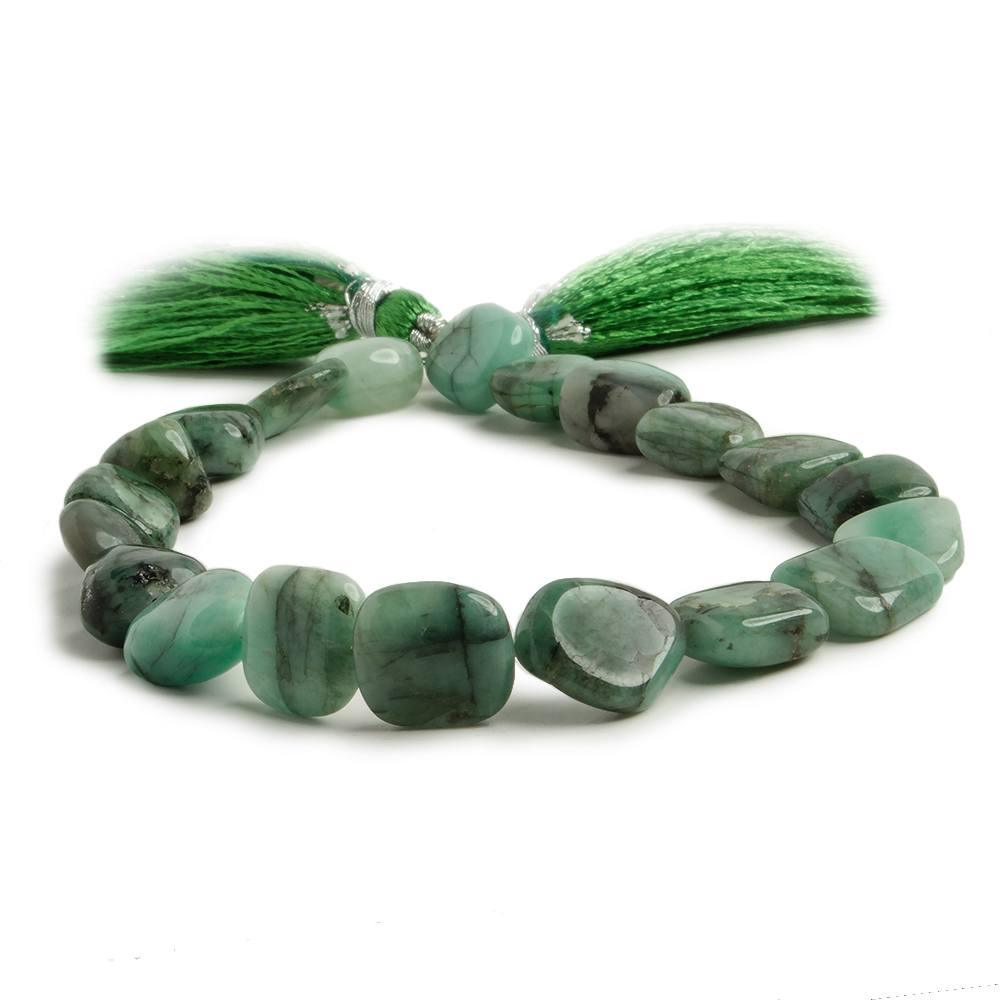 9x9-13x9mm Brazilian Emerald plain nugget beads 9 inch 18 pieces - The Bead Traders