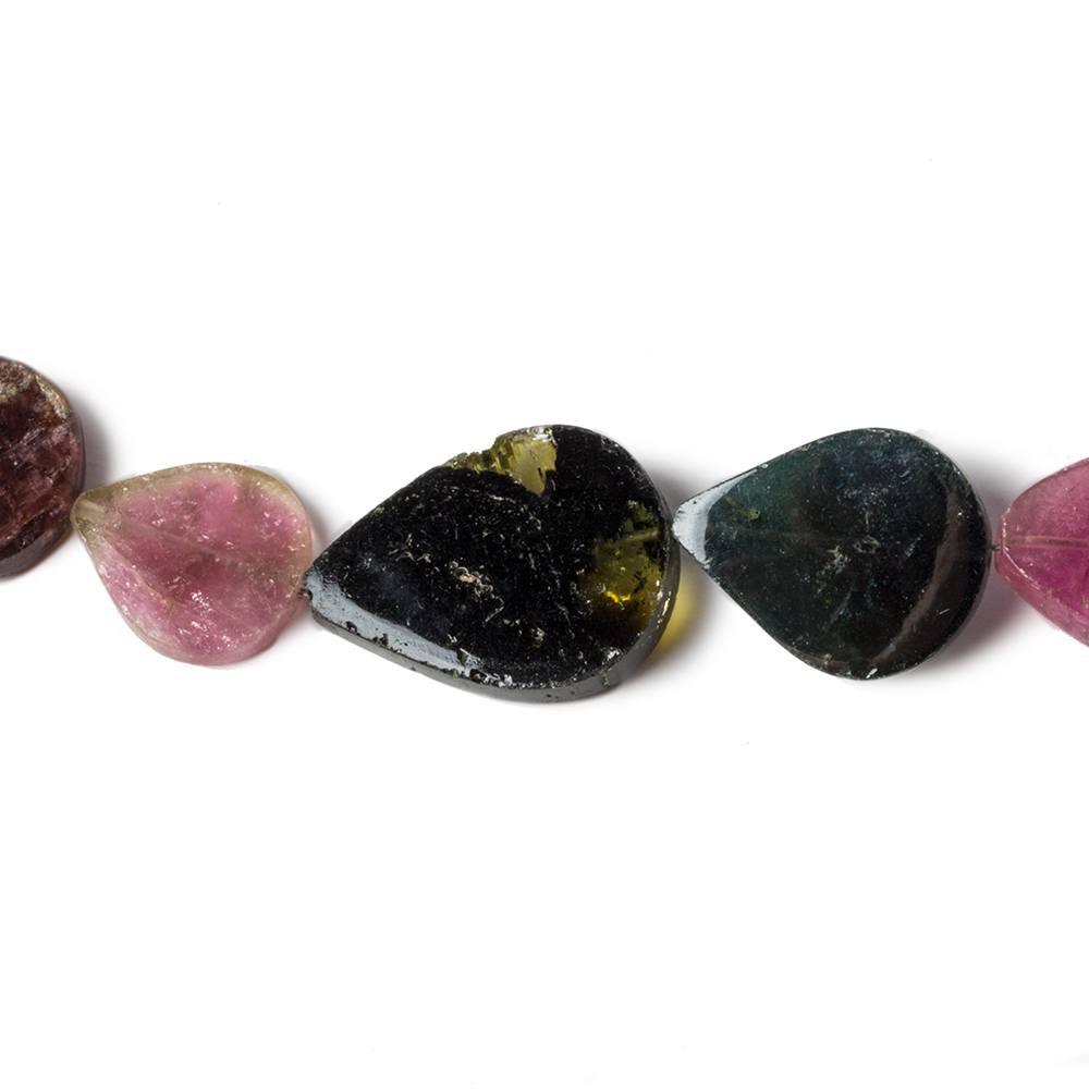 9x9-16x12mm Multi Color Tourmaline Plain Pear & Coin Beads 19 inch 38 pcs - The Bead Traders