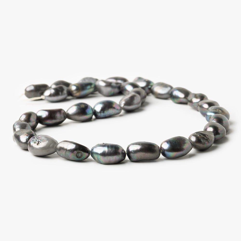 9x9-9x11mm Peacock Grey straight drilled Baroque Freshwater Pearls 16 inch 30 pieces - The Bead Traders
