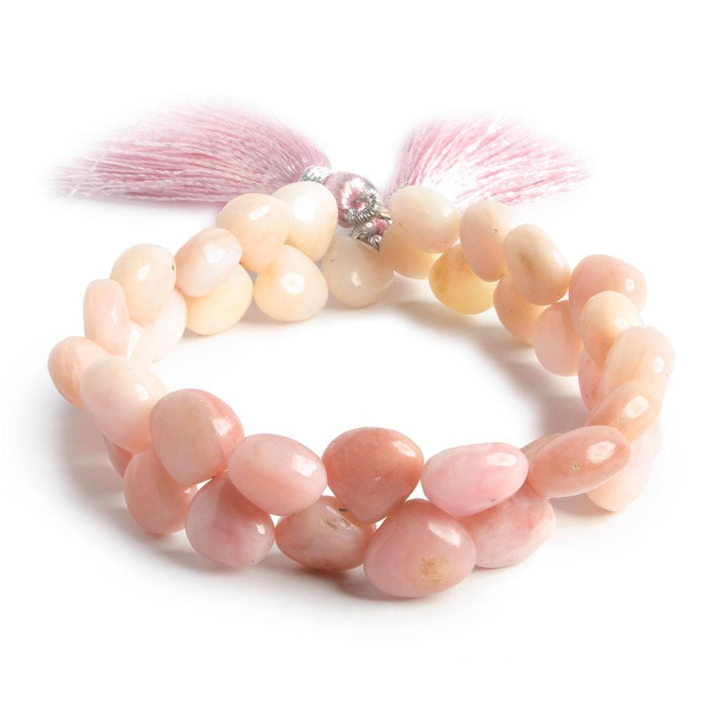 9x9mm Pink Peruvian Opal plain heart beads 6.5 inch 39 pieces - The Bead Traders