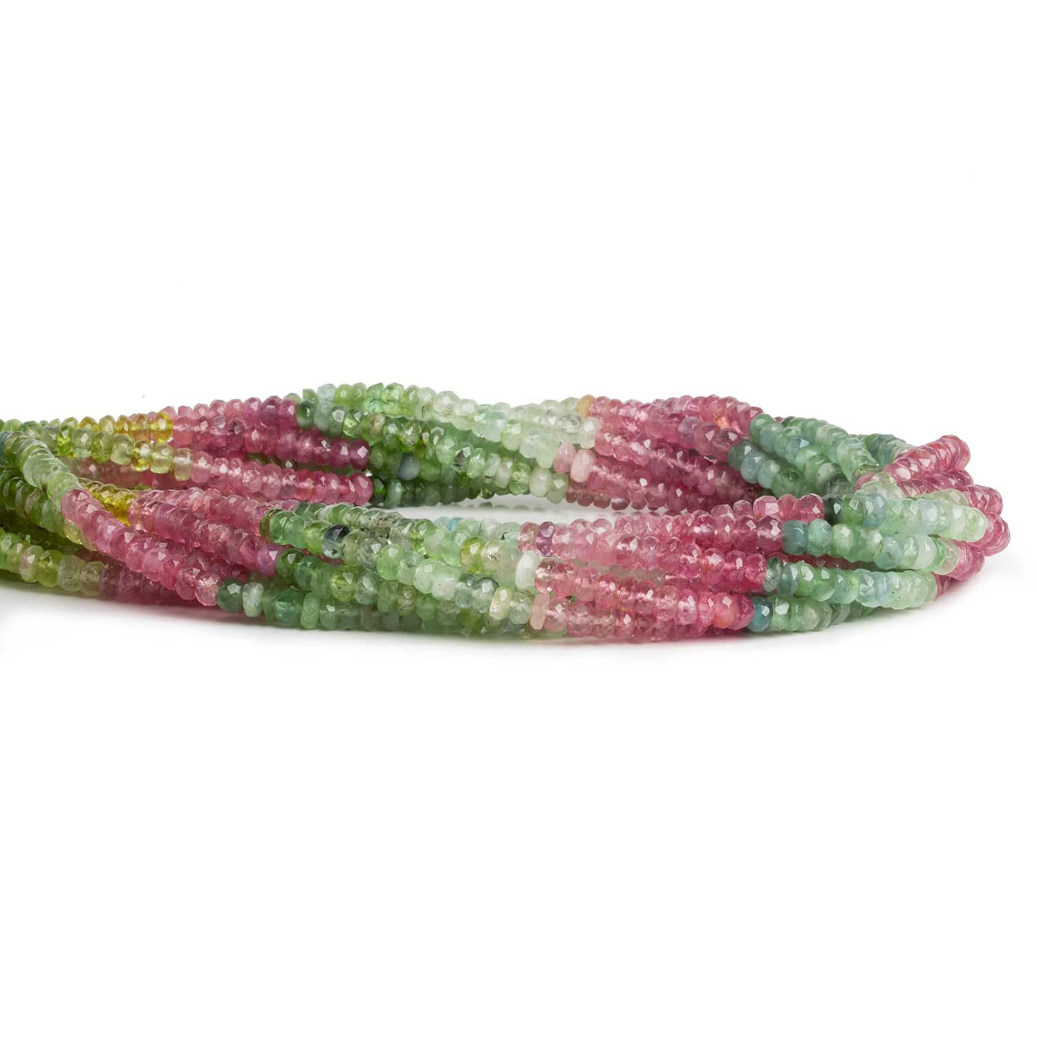 Afghani Tourmaline Faceted Rondelles 14 inch 180 beads - The Bead Traders