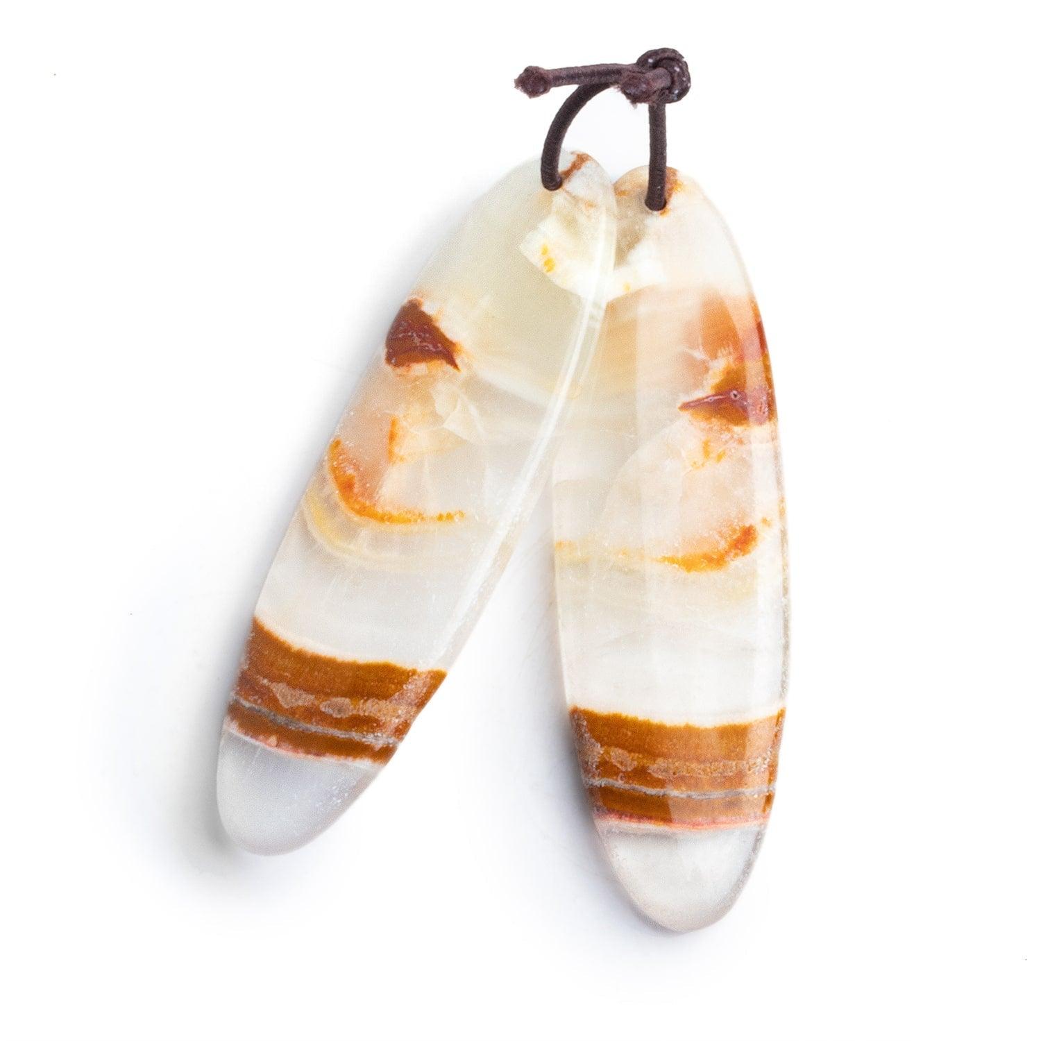 Agate Matched Oval Pendants Set of 2 - The Bead Traders