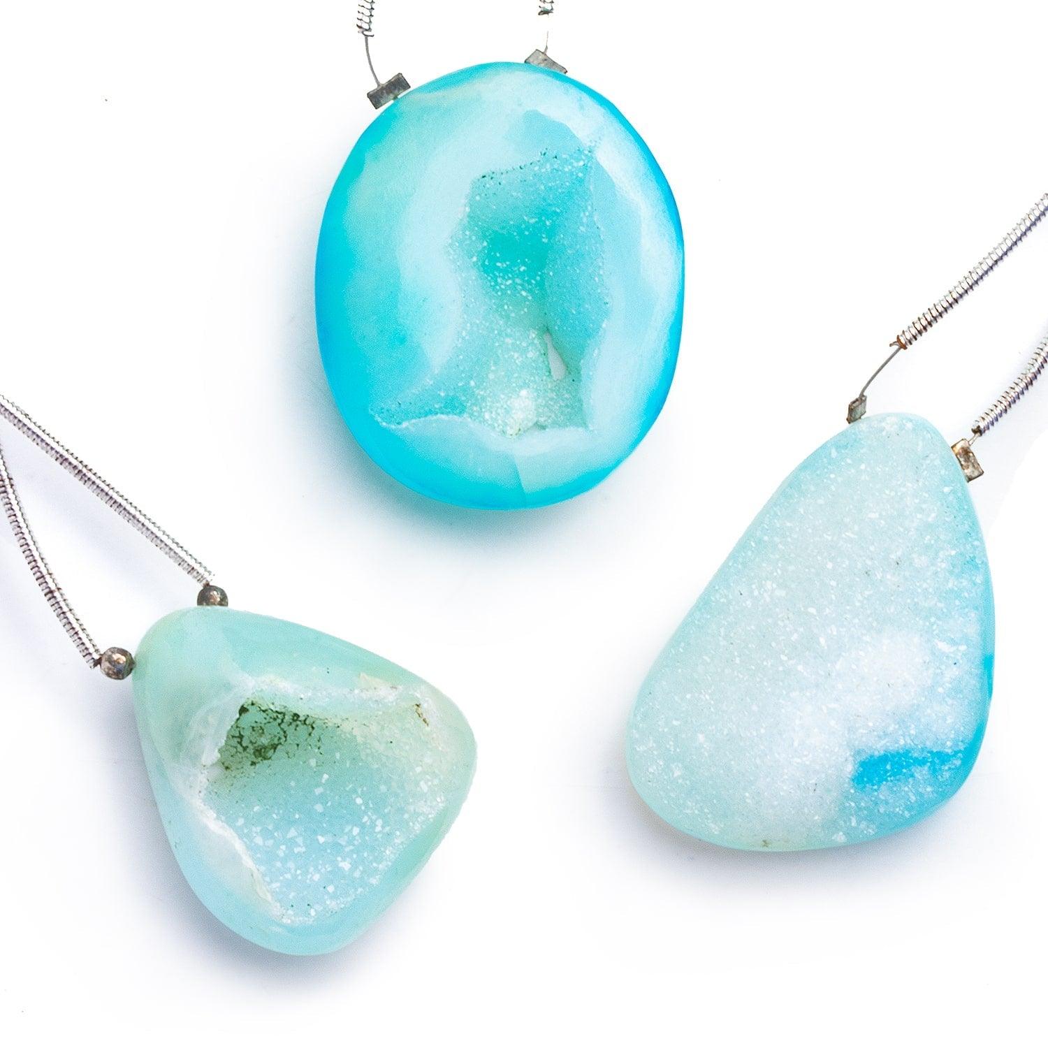 Alpine Blue Agate Drusy Gem Focal Bead 1 Piece - The Bead Traders