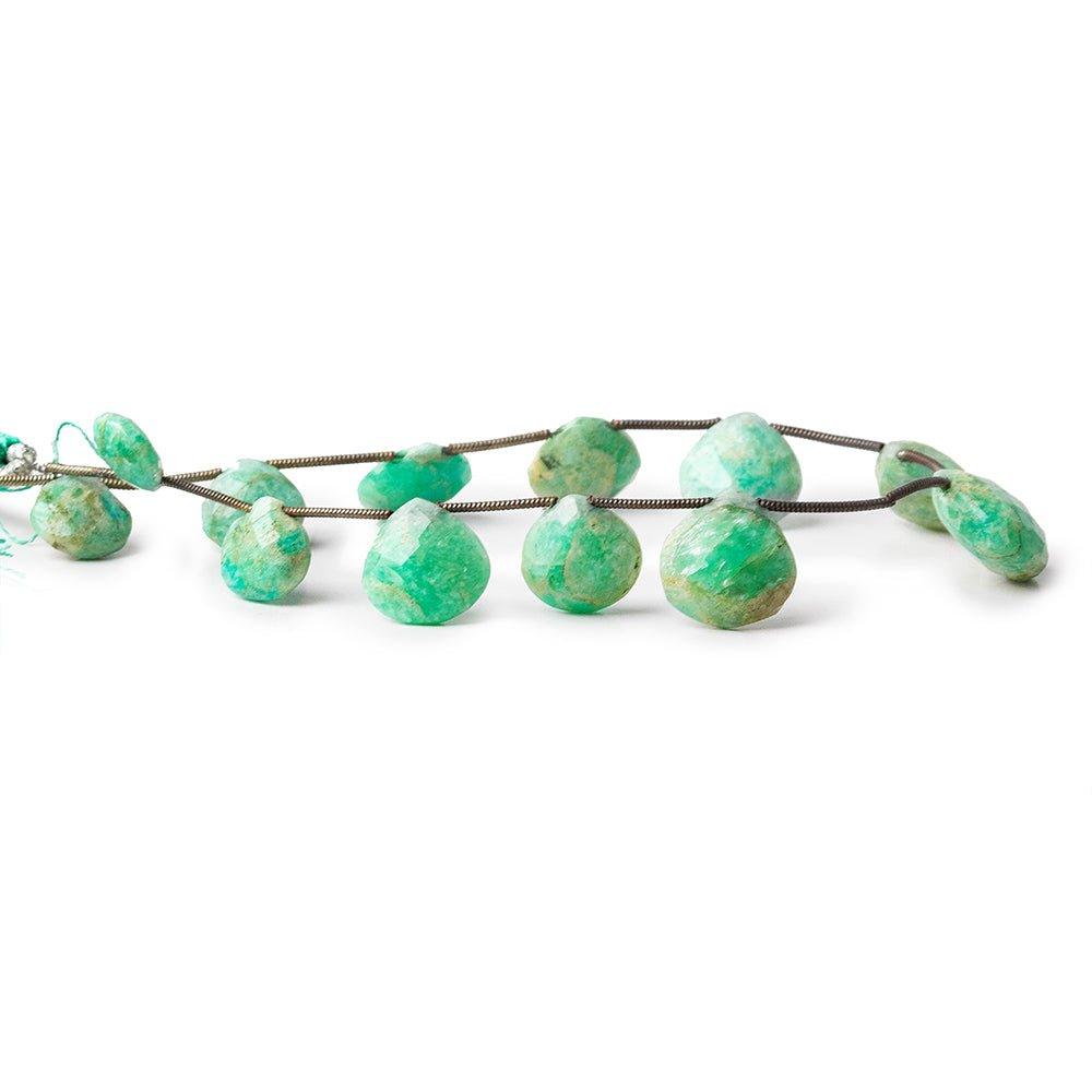 Amazonite Faceted Heart Beads, 7.5" length, 7x7-12x12mm, 12 pieces - The Bead Traders