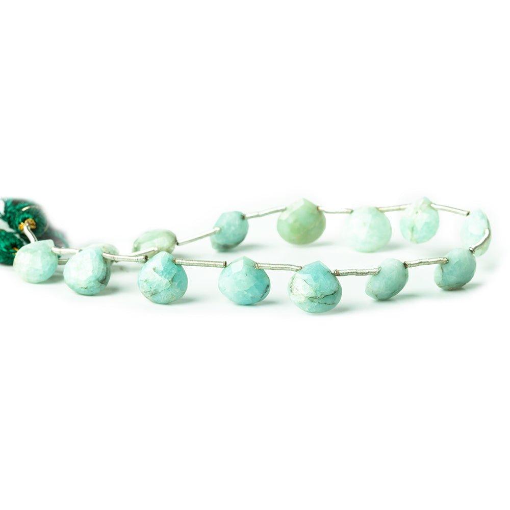 Amazonite Faceted Heart Beads, 8 inch, 9x9x5-10x10x5mm, 14 pieces - The Bead Traders