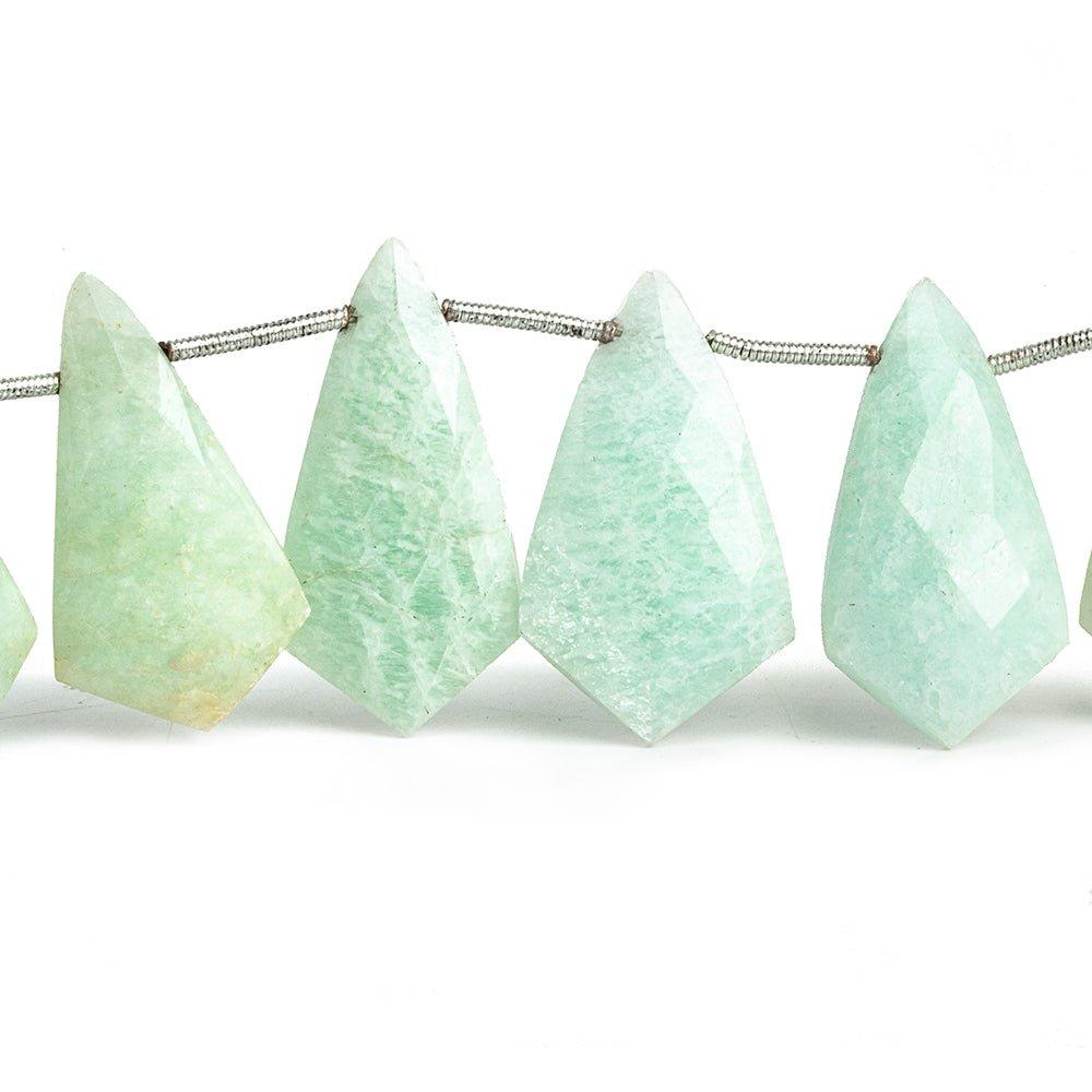 Amazonite Faceted Shield Beads 9 inch 14 pieces - The Bead Traders