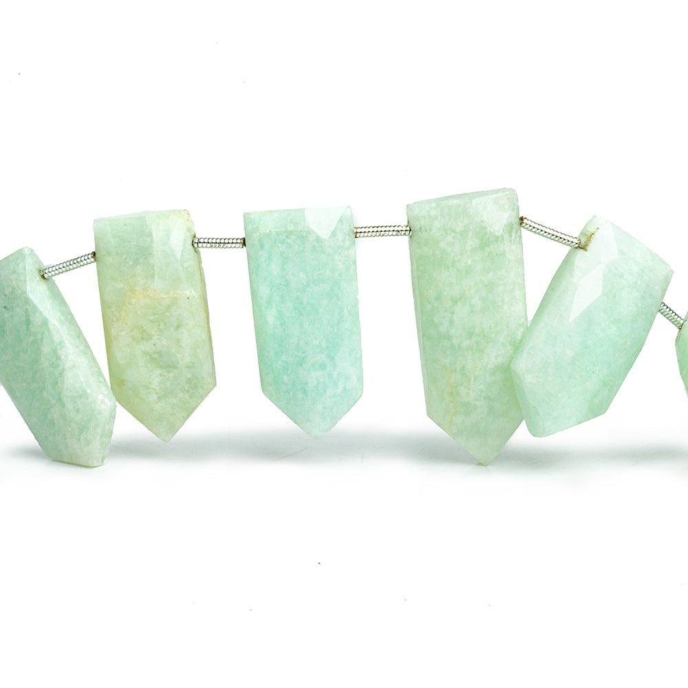 Amazonite Faceted Straight Shield Beads 9 inch 14 pieces - The Bead Traders