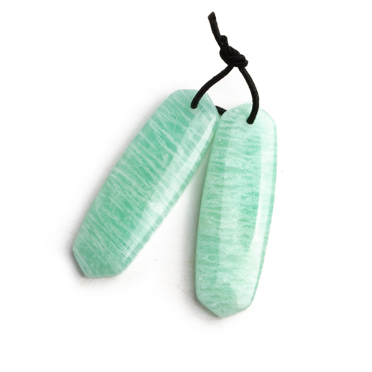 Amazonite Matched Pointed Oval Pendants Set of 2 - The Bead Traders