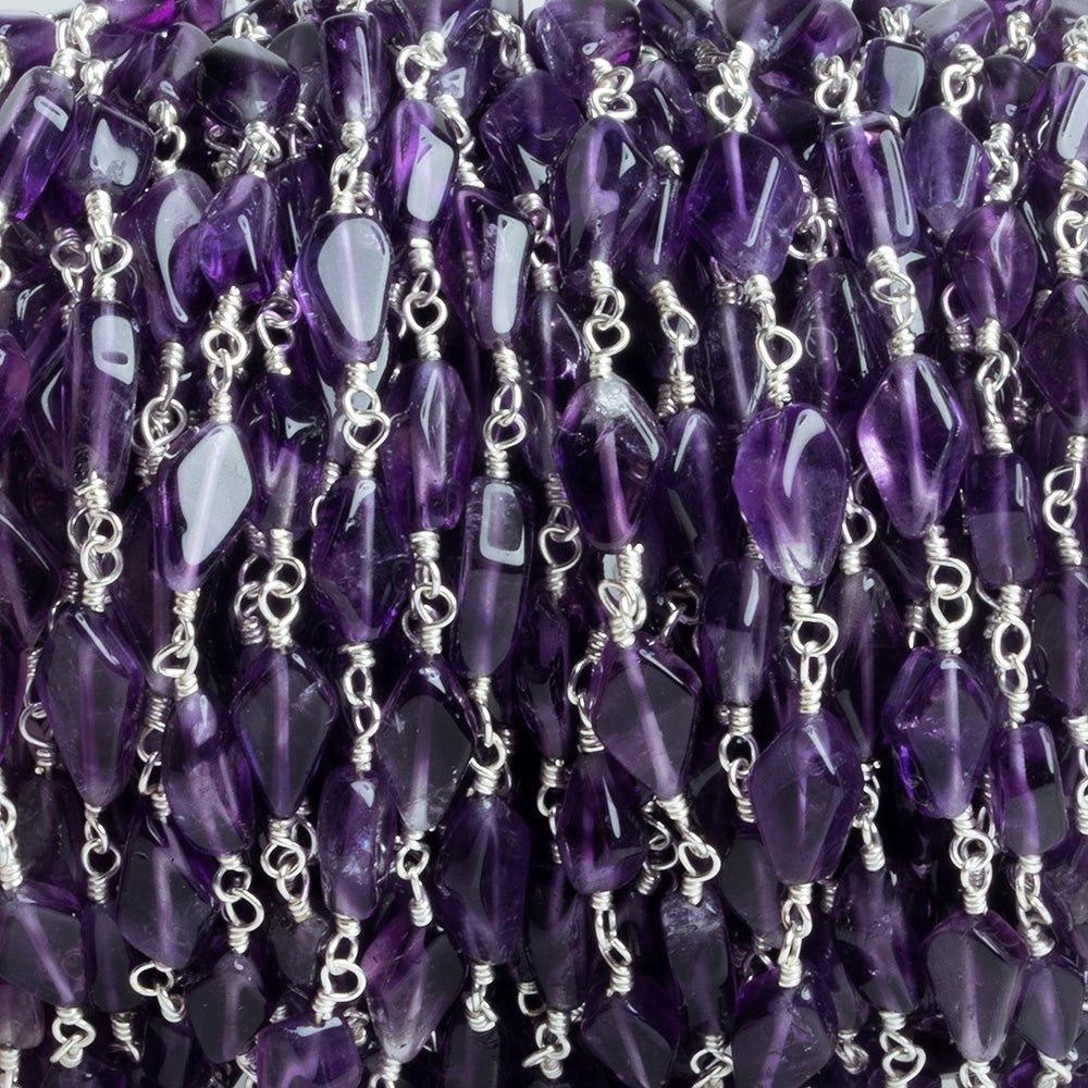 Amethyst Diamond Silver Plated Chain by the Foot 21 pieces - The Bead Traders