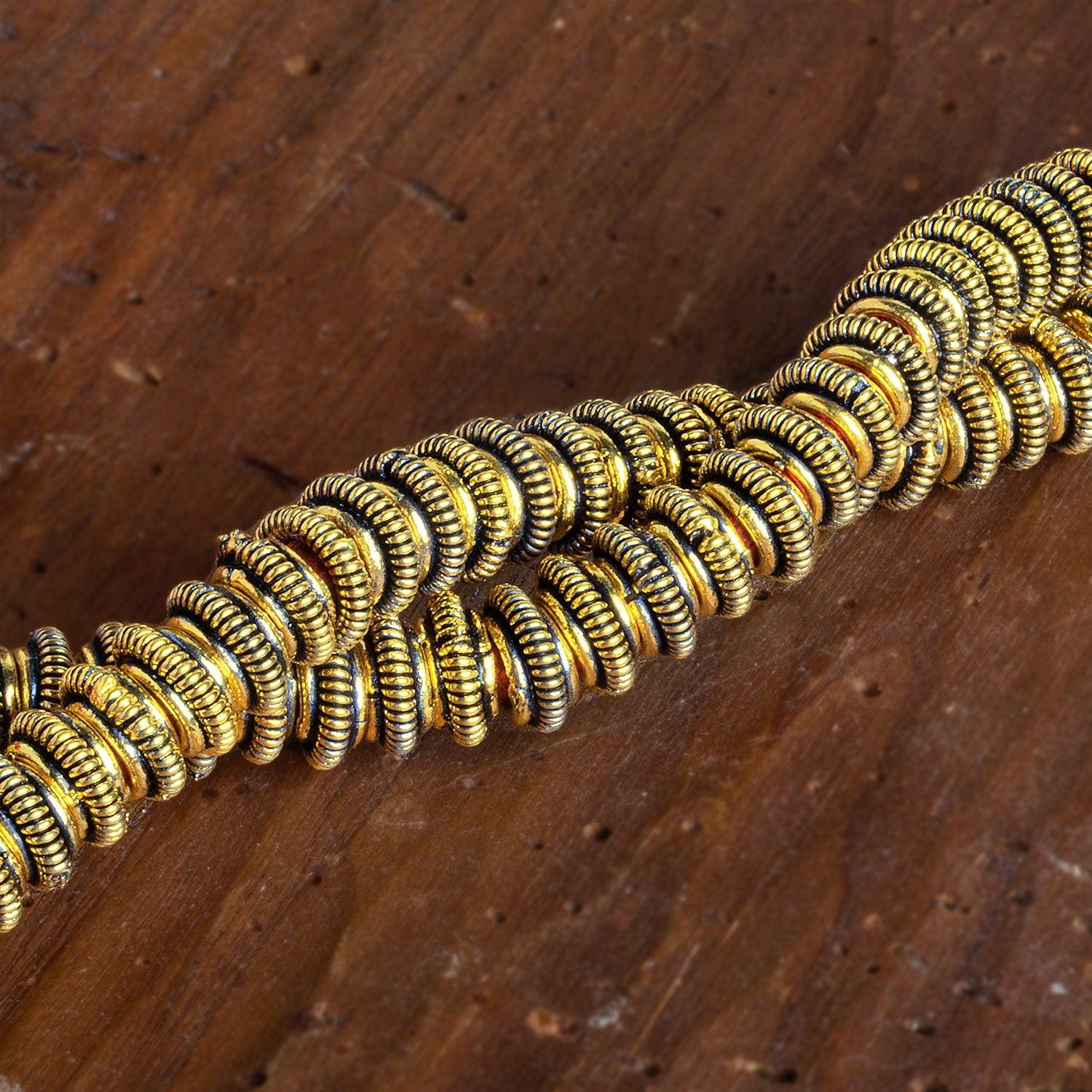 Antique Gold Plated Copper Saucer Spacer 8 inch 45 beads - The Bead Traders