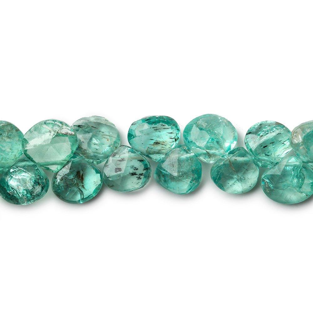 Apatite Faceted Heart Beads, 8 inch, 5x5-6x6mm, 58 pieces - The Bead Traders
