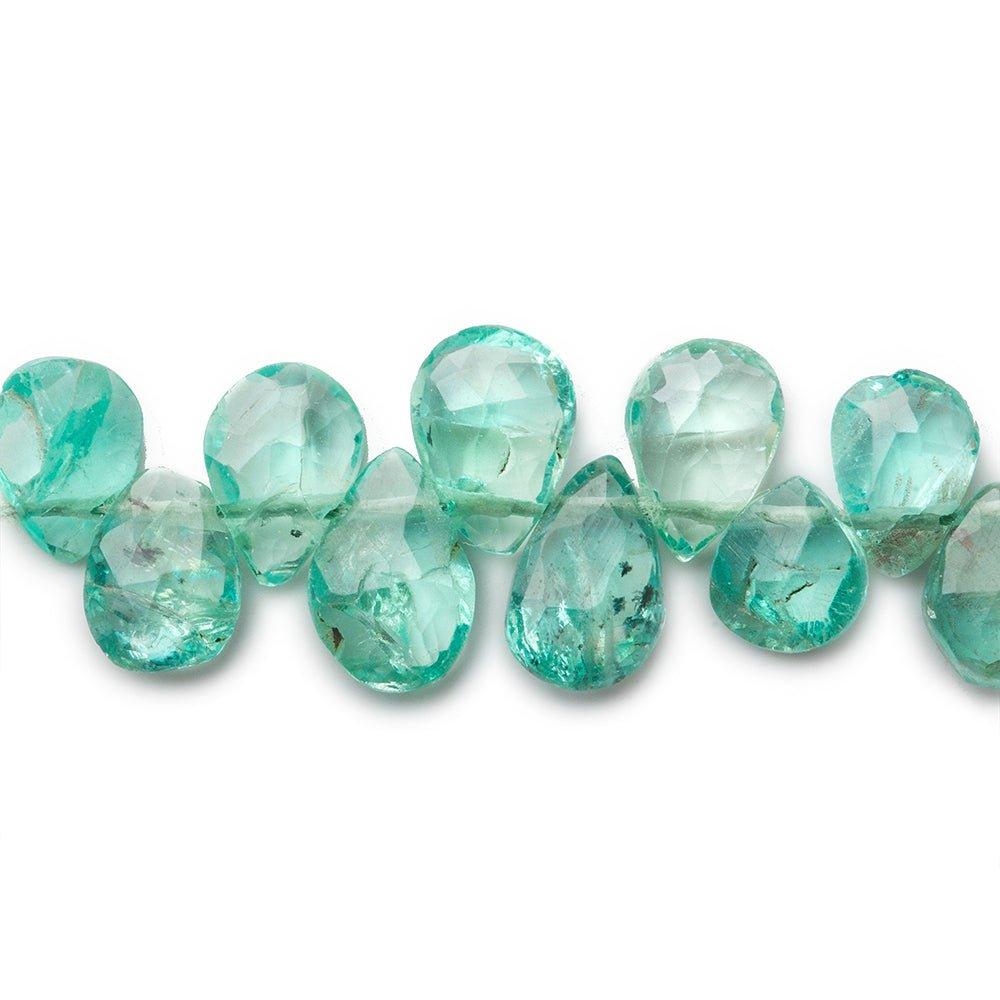 Apatite Faceted Pear Beads, 8 inch, 6x5x3-10x7x4mm, 58 pieces - The Bead Traders