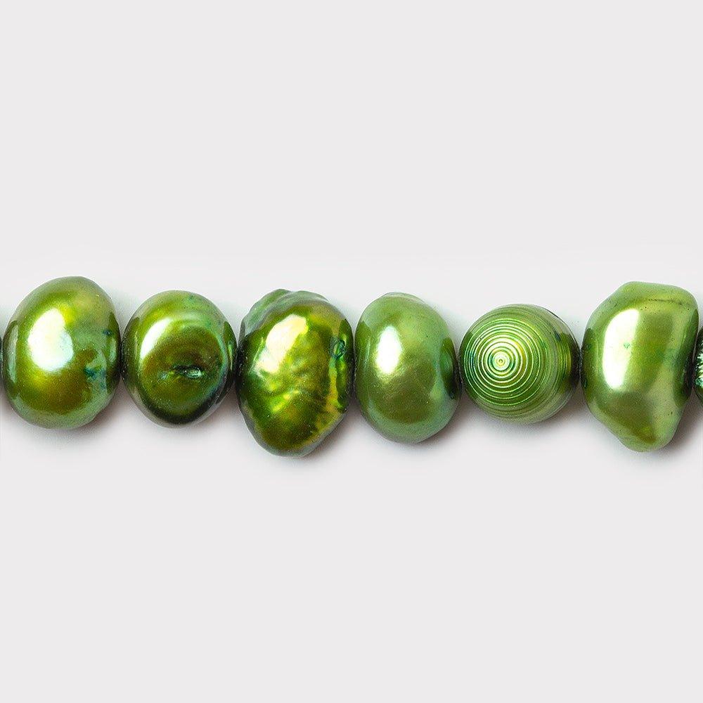 Apple Green Side Drilled Baroque Freshwater Pearls 16 inch 74 beads 7x5-5x5mm - The Bead Traders