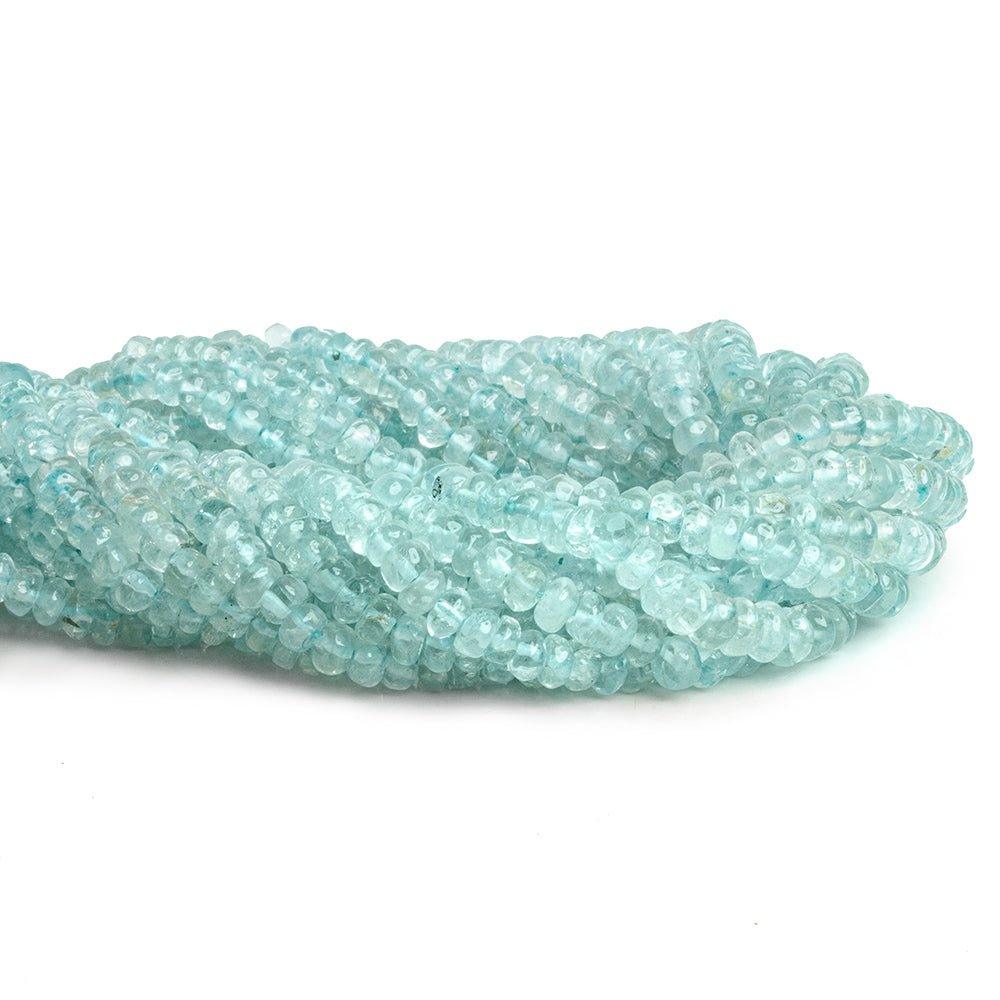 Aquamarine Hand Cut Plain Rondelle Beads 12 inch 105 pieces - The Bead Traders