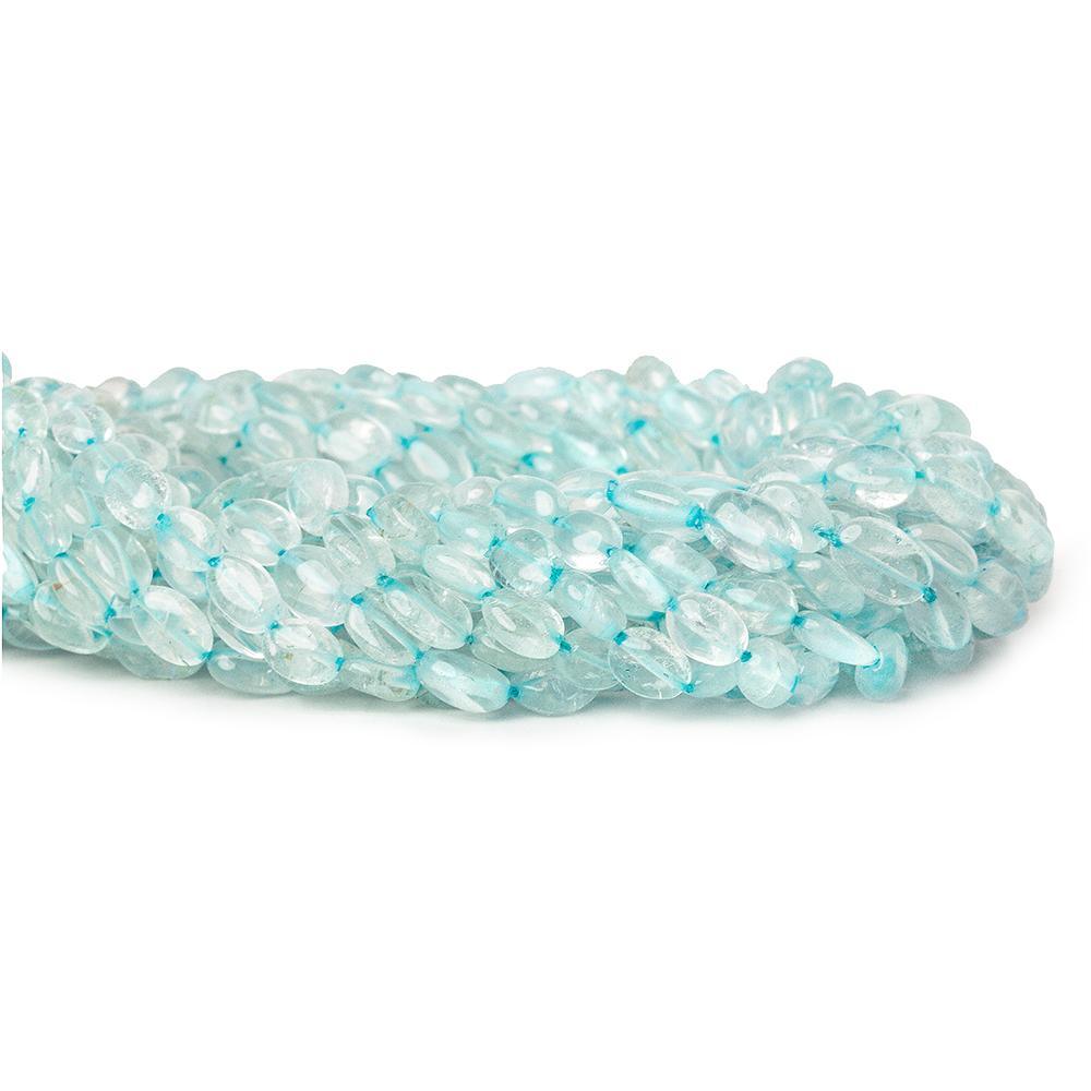 Aquamarine straight drilled plain oval nuggets 14 inch 43 beads - The Bead Traders