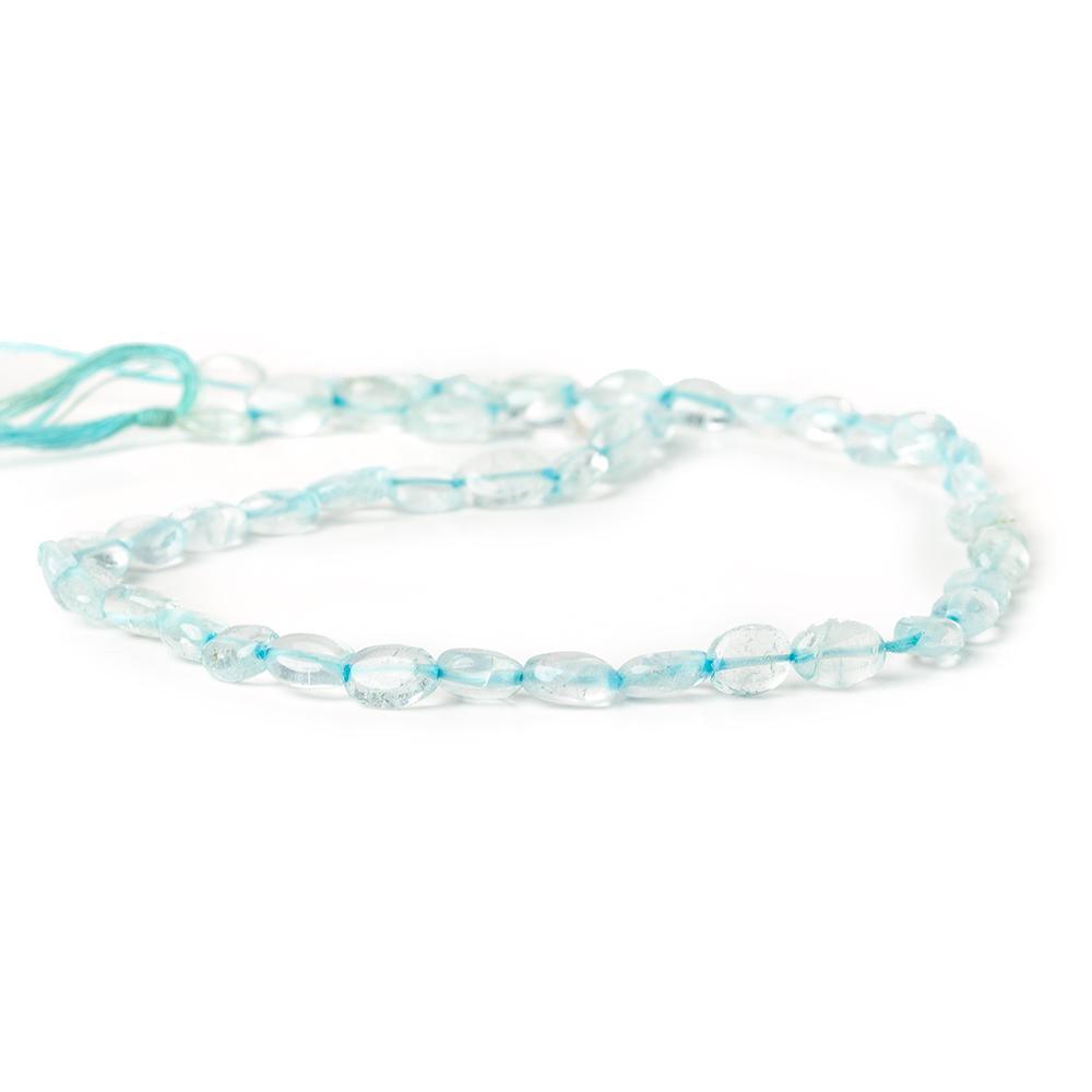 Aquamarine straight drilled plain oval nuggets 14 inch 43 beads - The Bead Traders