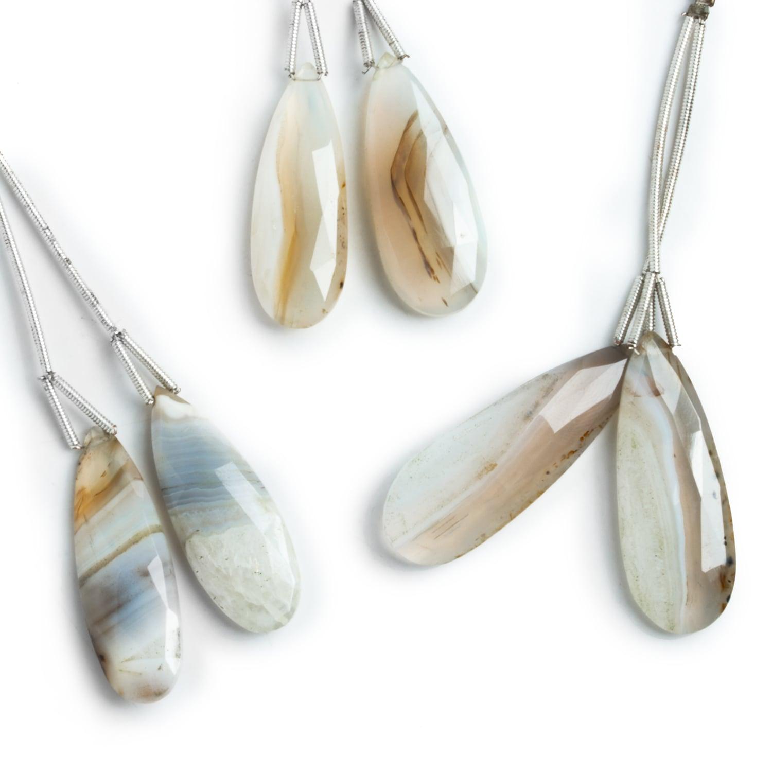 Banded Agate Faceted Pear Focal Bead 2 Pieces - The Bead Traders
