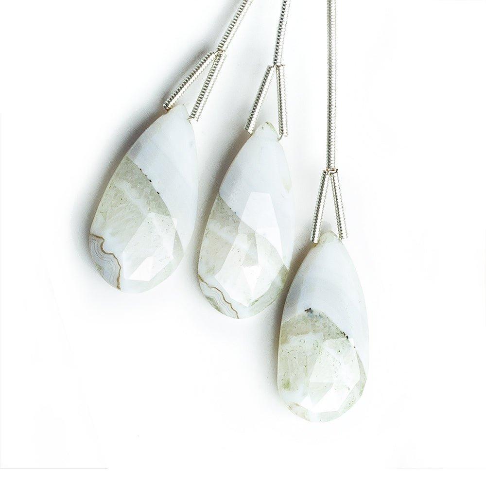 Banded Agate Faceted Pear Focal Beads 3 Pieces - The Bead Traders
