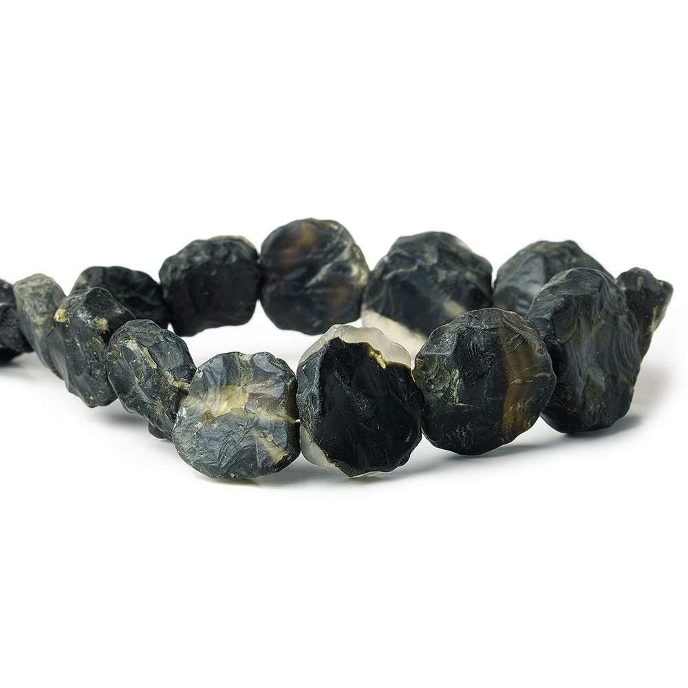 Banded Black Agate Tumbled Hammer Faceted Coin Beads - The Bead Traders