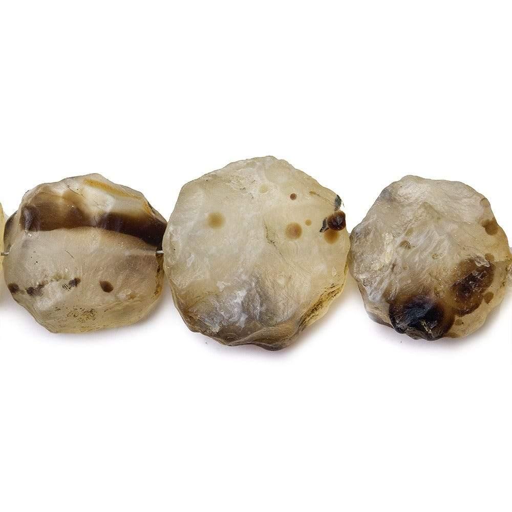 Banded Cream Agate Tumbled Hammer Faceted Coin Beads - The Bead Traders