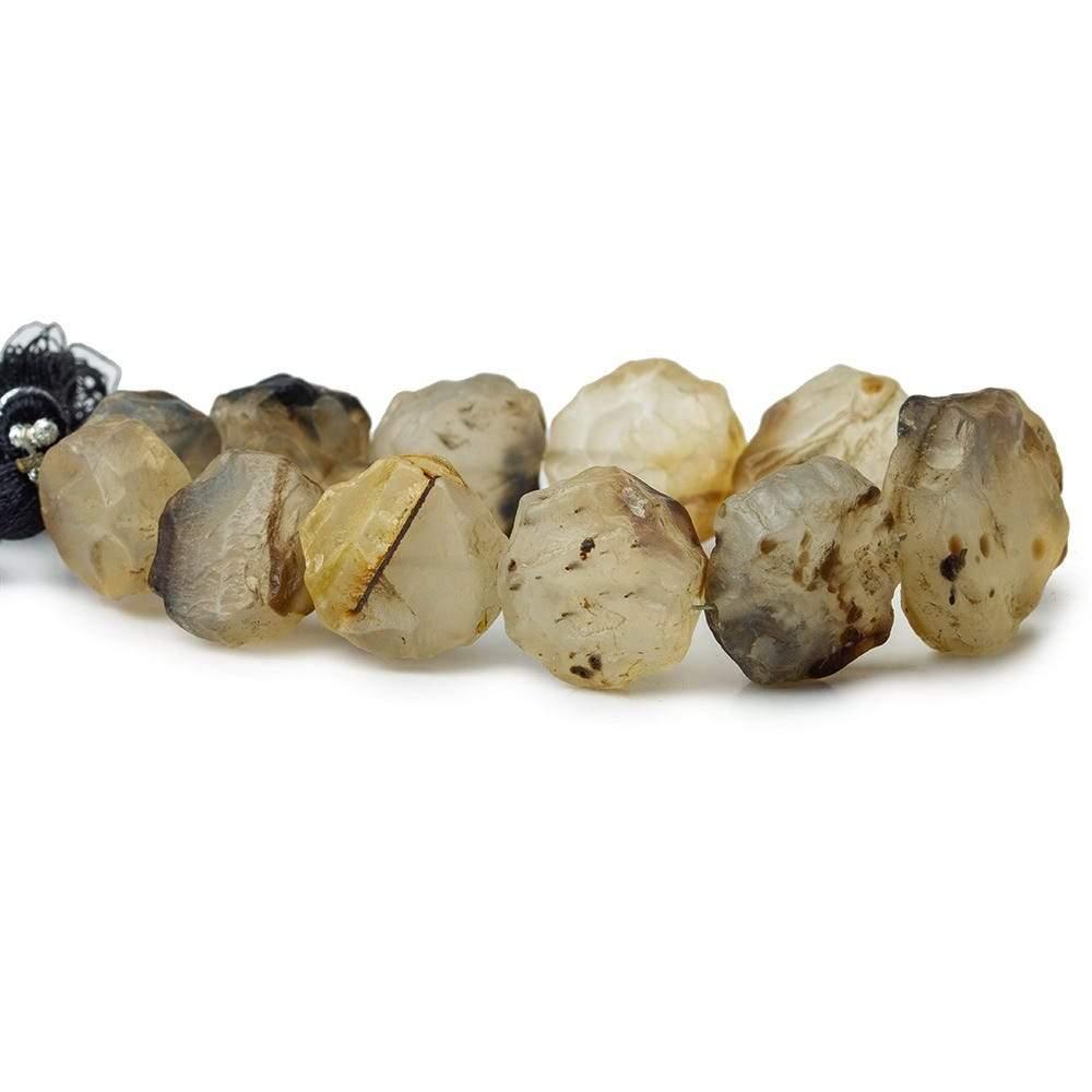 Banded Cream Agate Tumbled Hammer Faceted Coin Beads - The Bead Traders