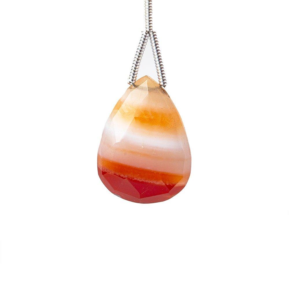 Banded Orange Agate faceted pear Pendant focal beads 1 piece 27x16mm average - The Bead Traders