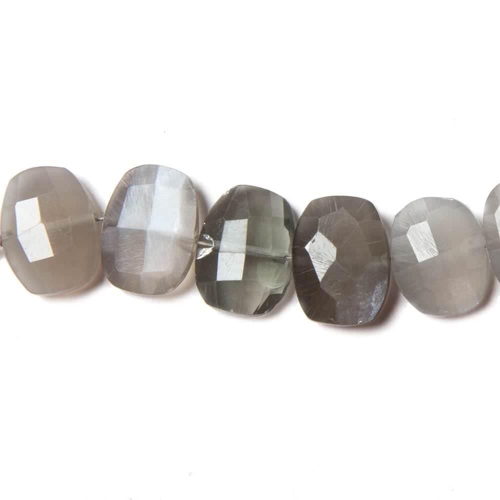 Beige Grey Moonstone side drilled Faceted Cushions 7 inch 17 Beads - The Bead Traders