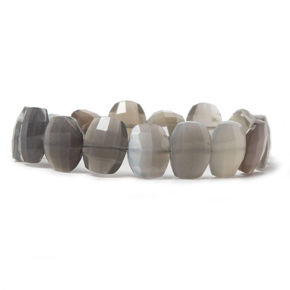 Beige Grey Moonstone side drilled Faceted Cushions 7 inch 17 Beads - The Bead Traders