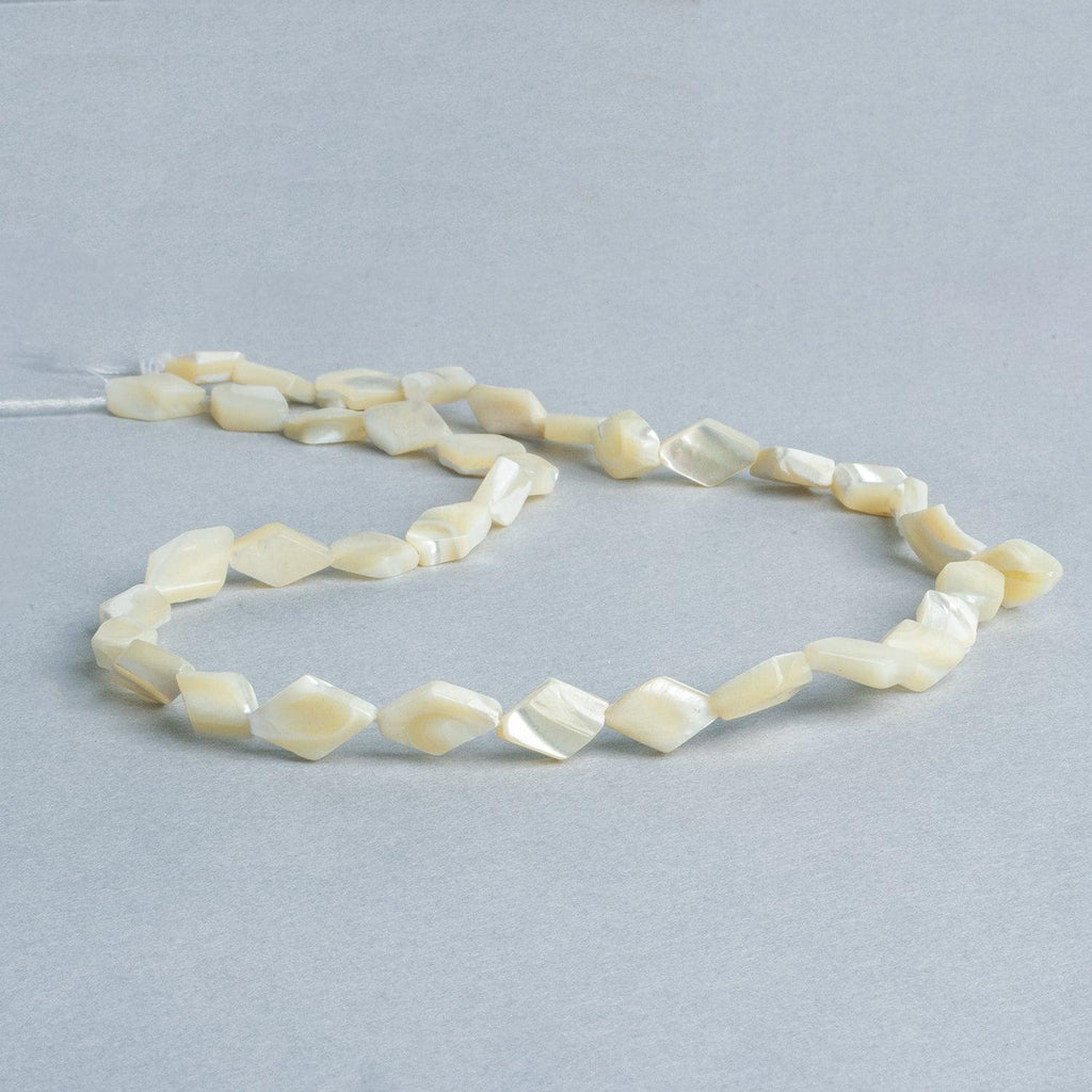 Beige Mother of Pearl Plain 15x7mm Kite, 14" length, 29 pcs - The Bead Traders