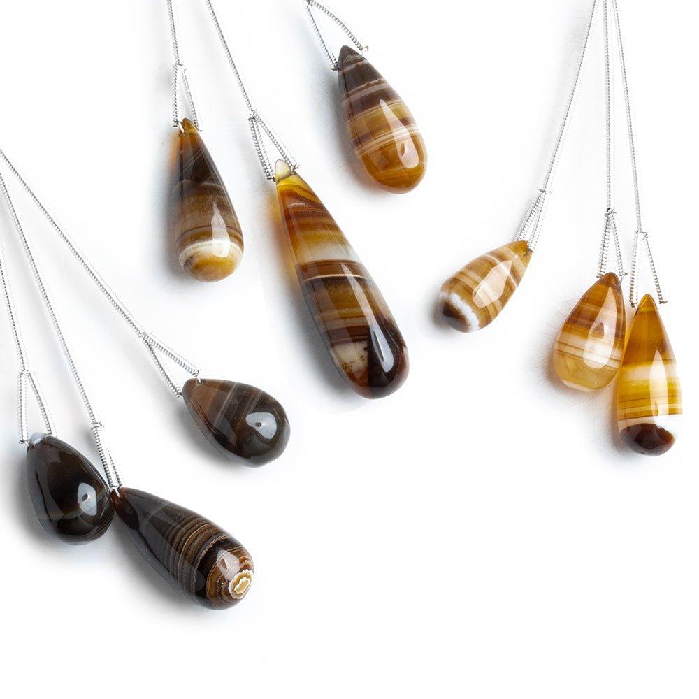 Bi Color Chalcedony Plain Teardrop Beads 3 Pieces - The Bead Traders